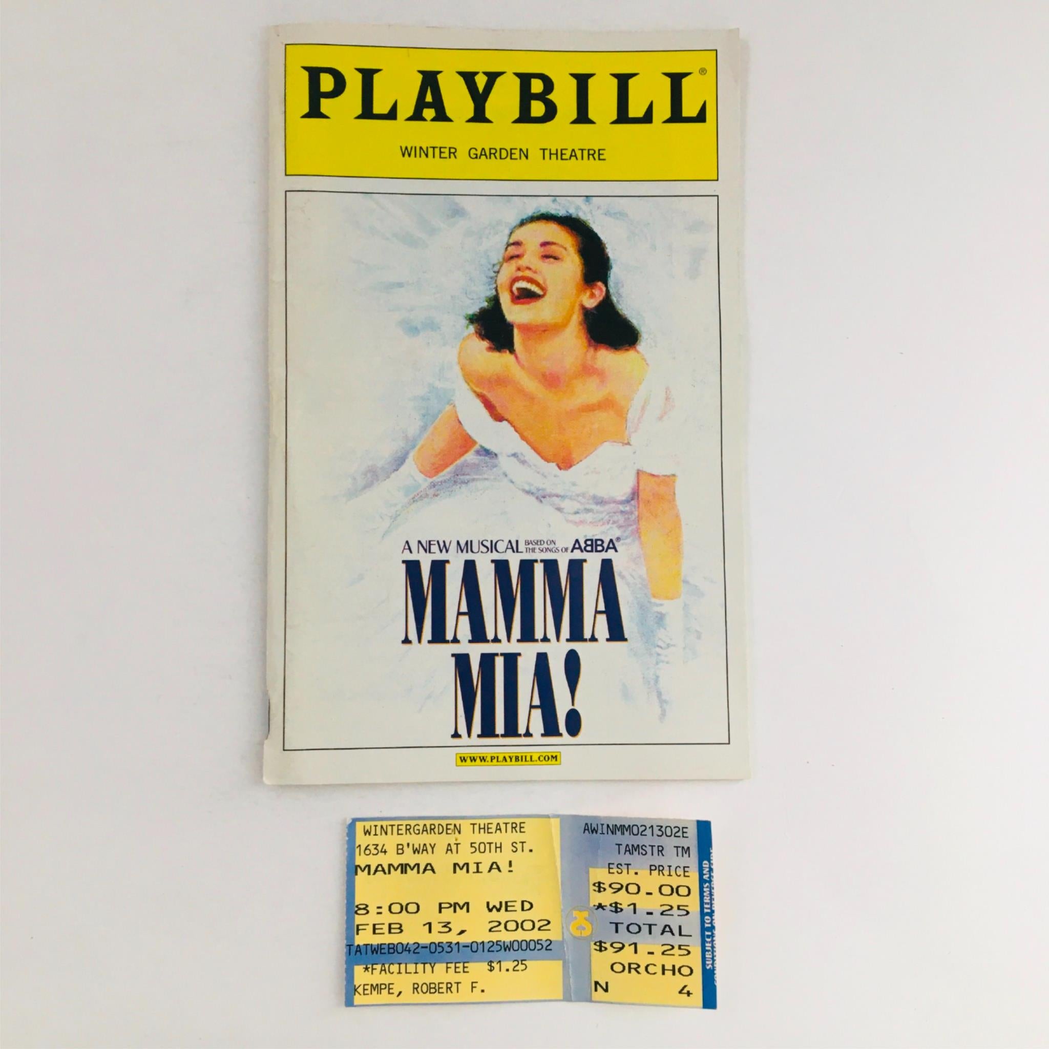 2002 Playbill Mama Mia! by Phyllida Lloyd at Winter Garden