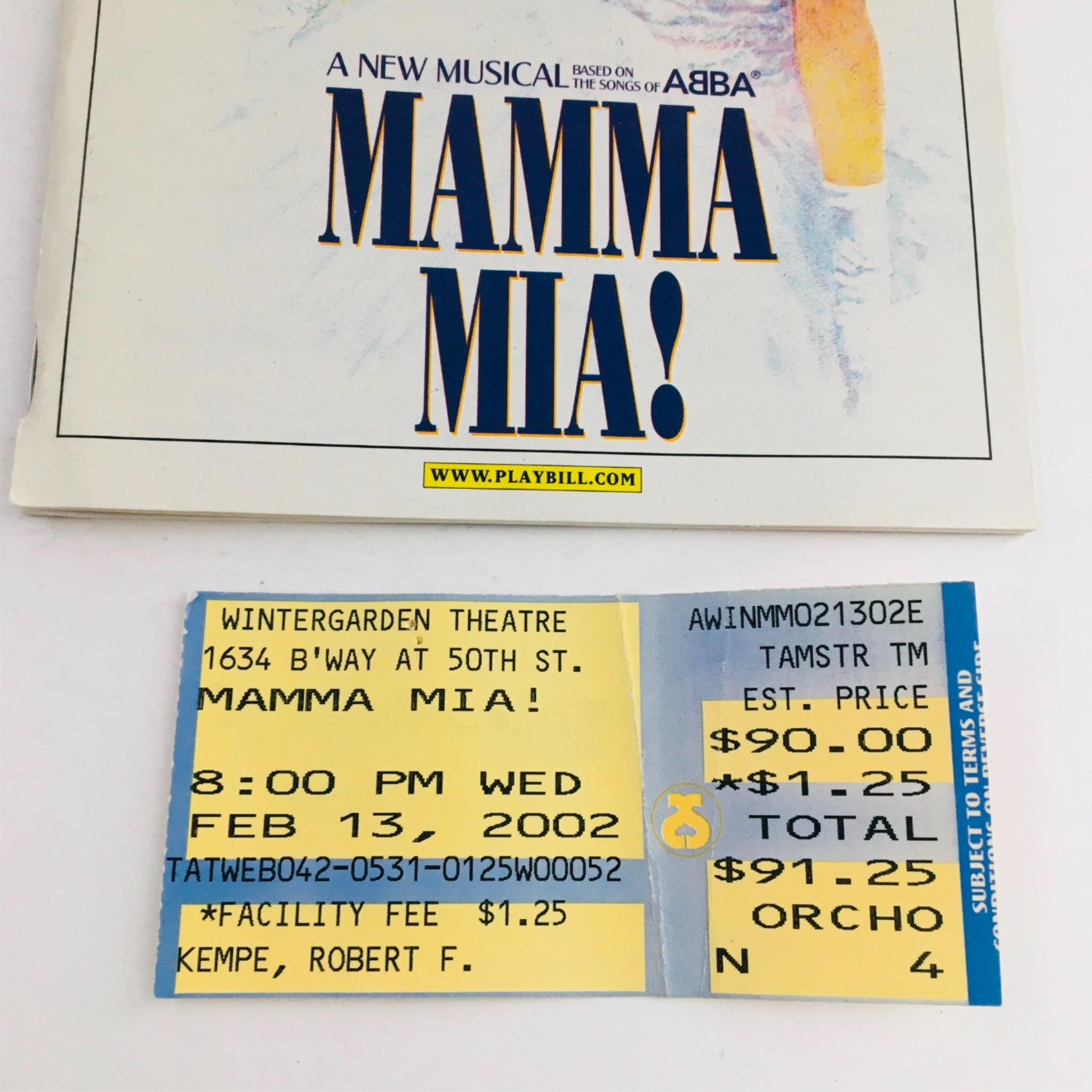 2002 Playbill Mama Mia! by Phyllida Lloyd at Winter Garden