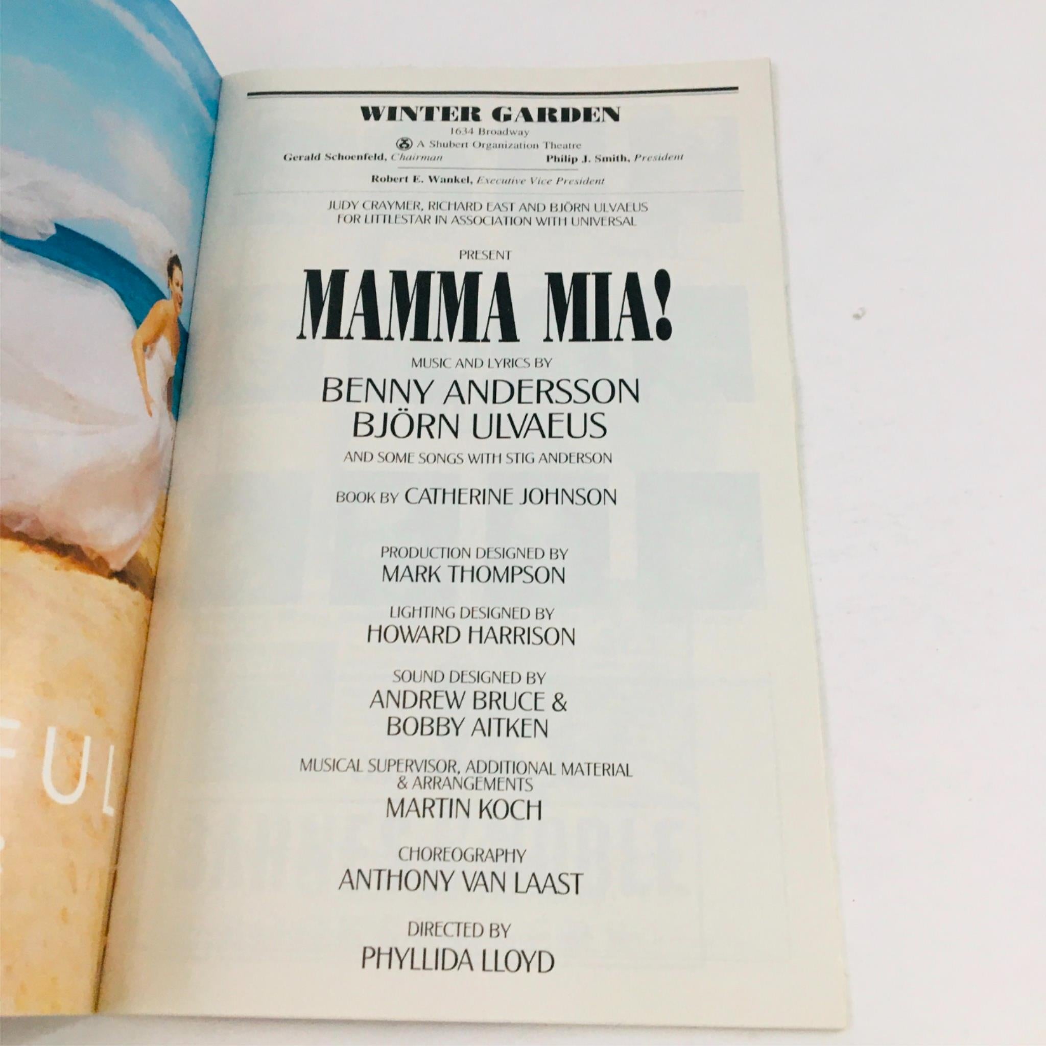 2002 Playbill Mama Mia! by Phyllida Lloyd at Winter Garden