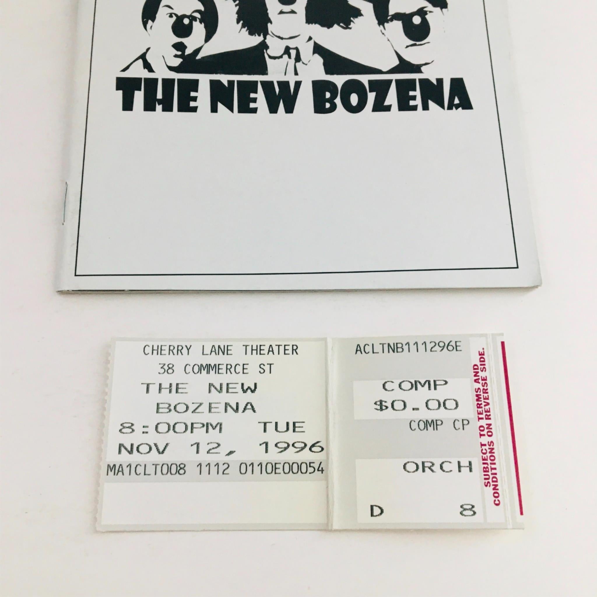 1996 Playbill The New Bozena by Rainn Wilson at Cherry Lane Theatre