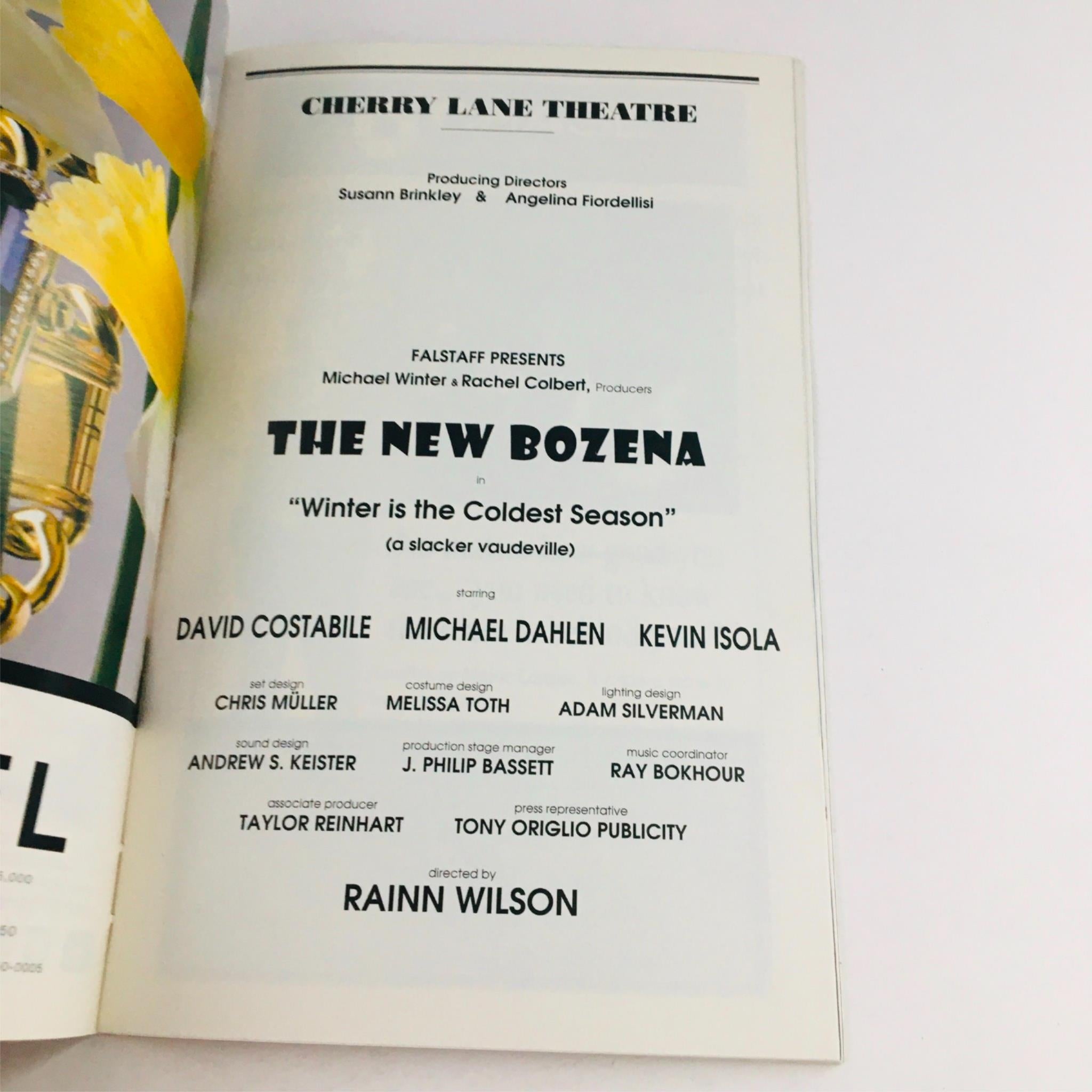 1996 Playbill The New Bozena by Rainn Wilson at Cherry Lane Theatre