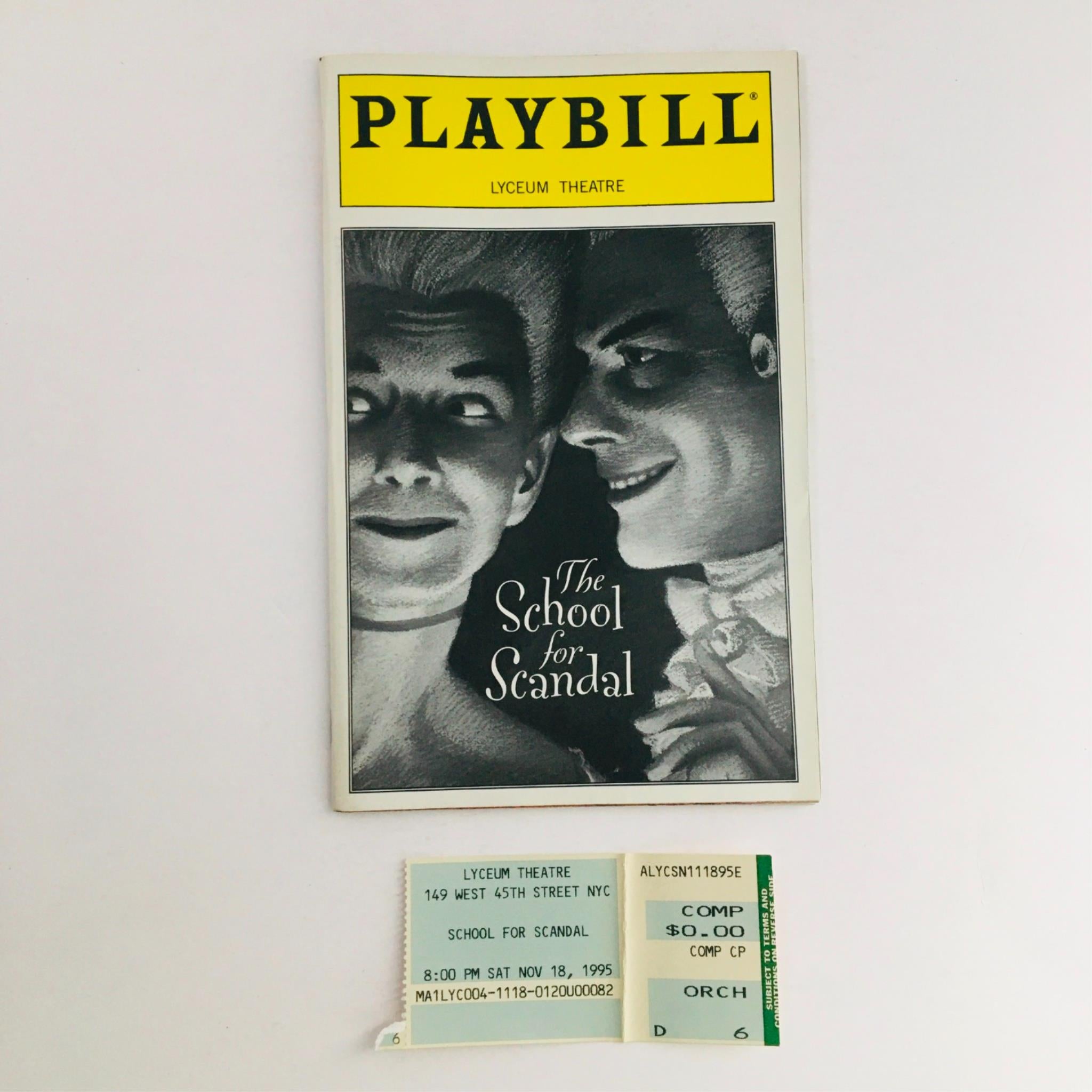 1995 Playbill The School For Scandal by Gerald Freedman at Lyceum Theatre