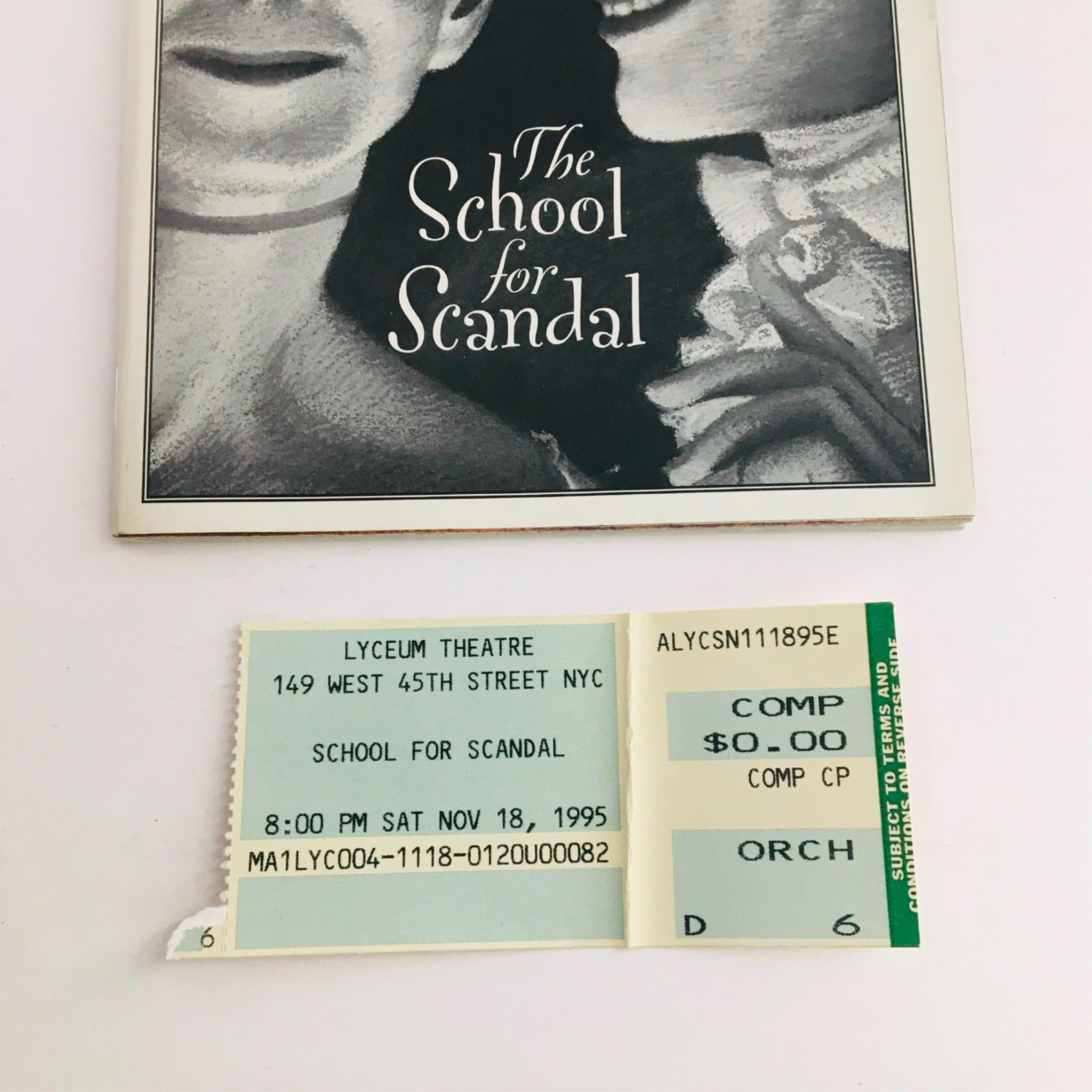 1995 Playbill The School For Scandal by Gerald Freedman at Lyceum Theatre