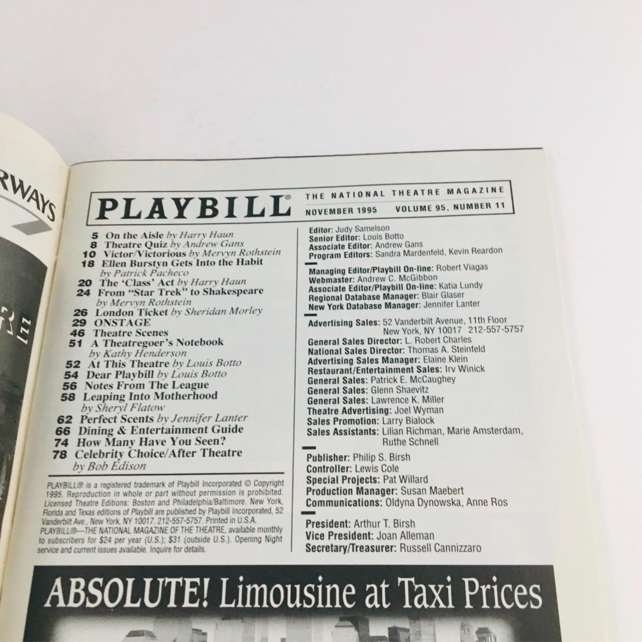 1995 Playbill The School For Scandal by Gerald Freedman at Lyceum Theatre