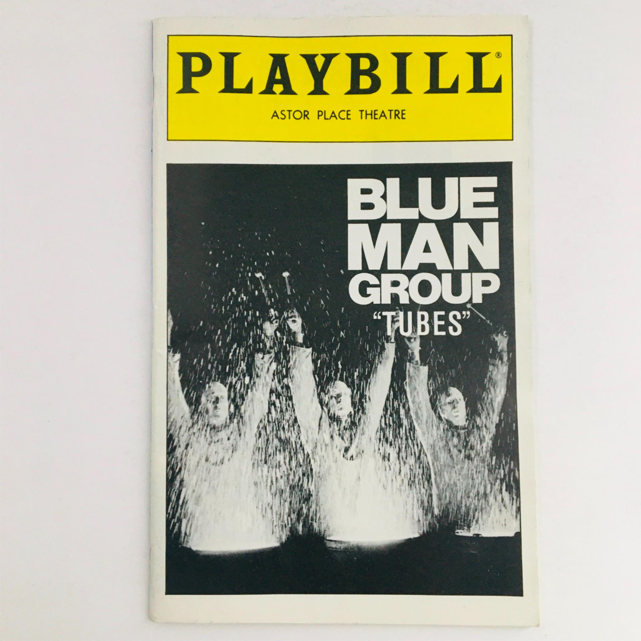 1996 Playbill Tubes by Blue Man Group, Marlene Swartz at Astor Place Theatre