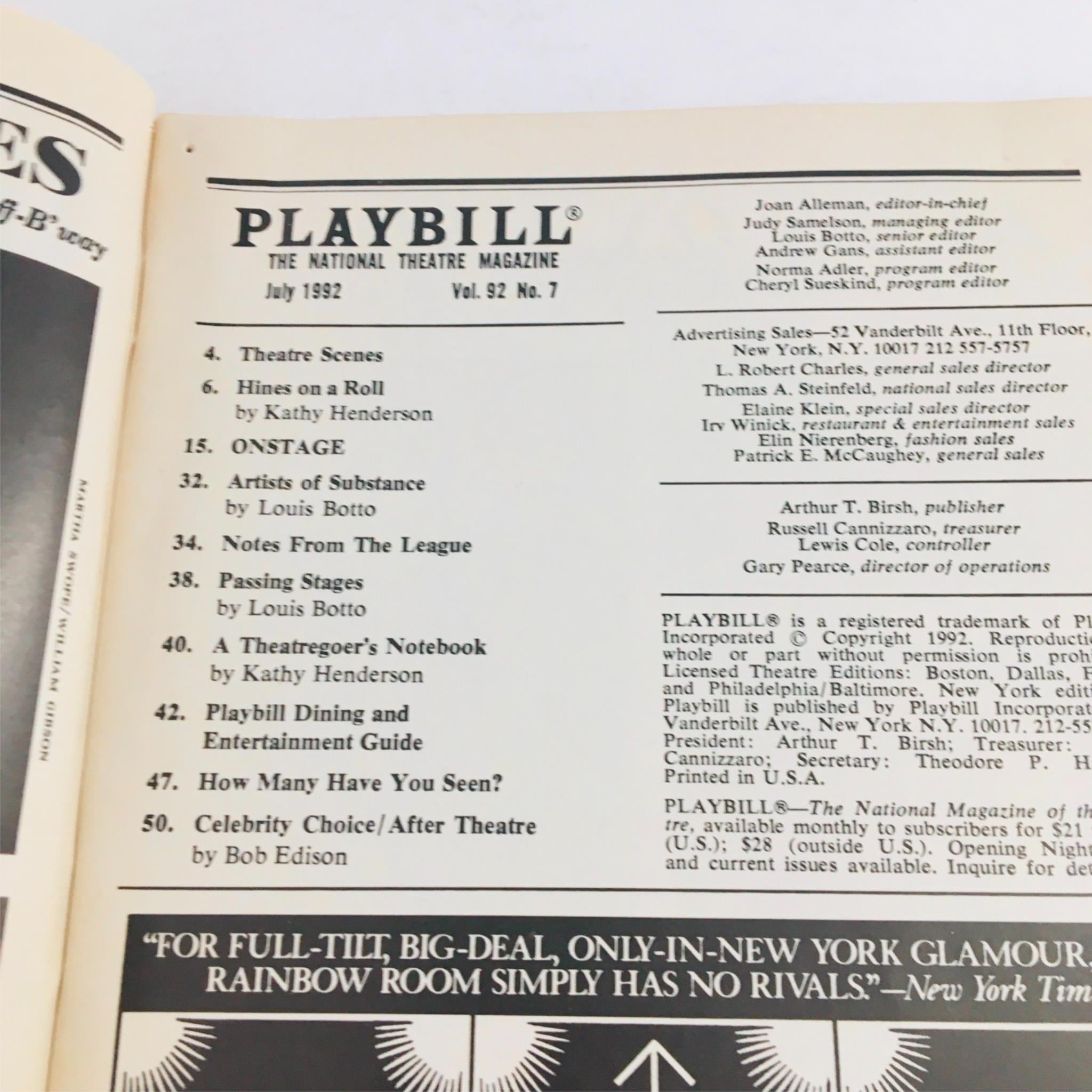 1992 Playbill As You Like It by Adrian Hall at The Delacorte Theatre