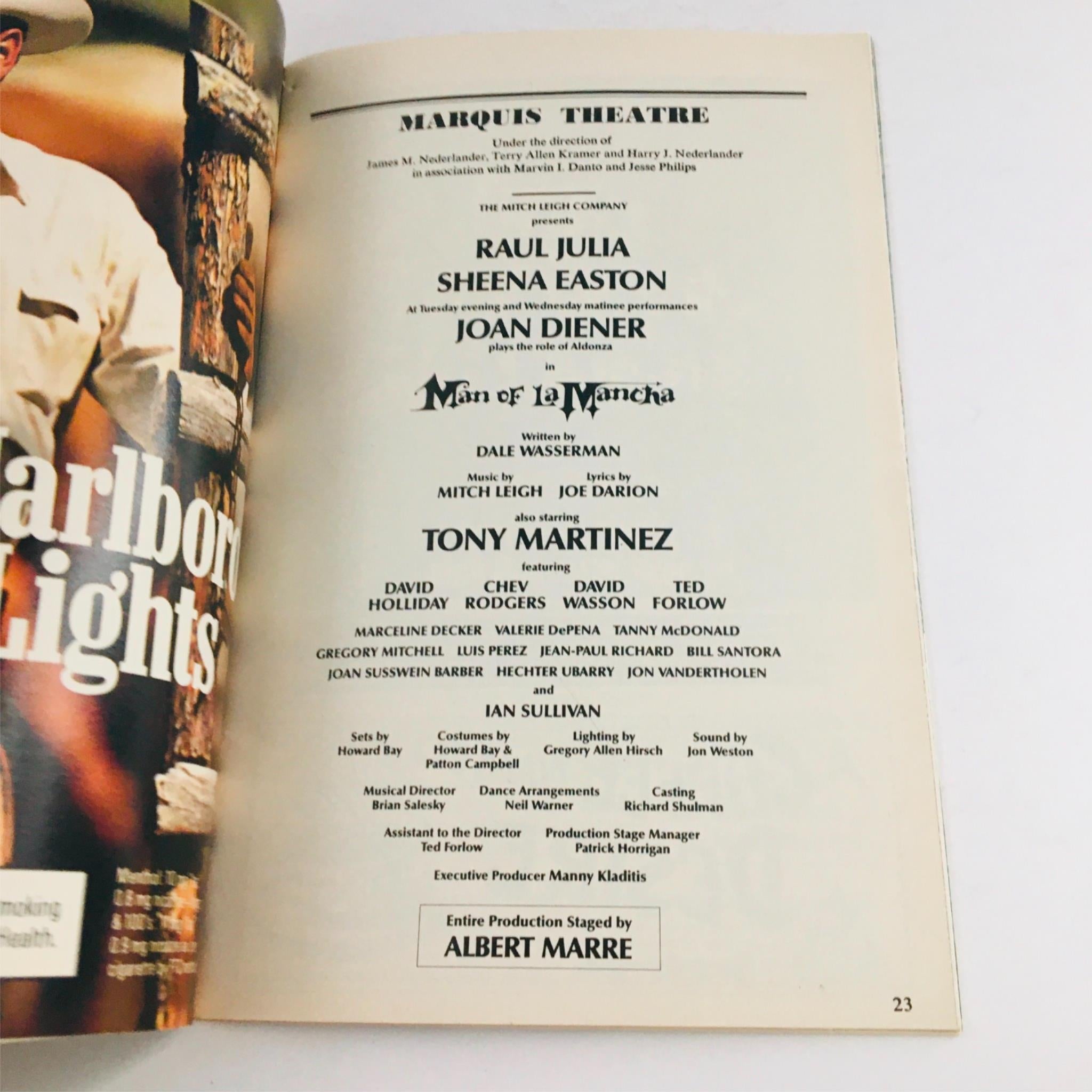 1992 Playbill Man Of La Mancha by Albert Marre at Marquis Theatre