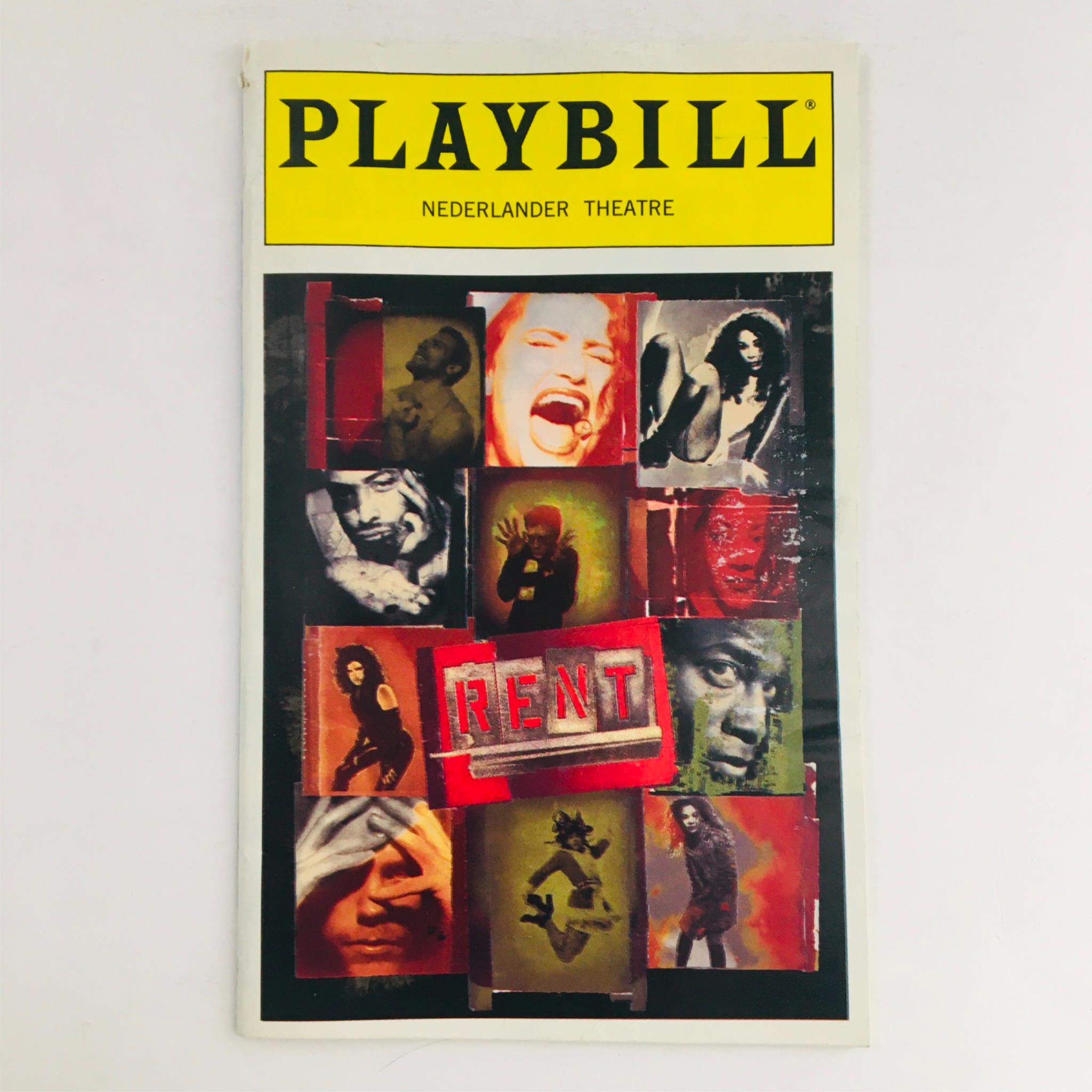 1996 Playbill Rent by Idina Menzel, Jonathan Larson at Nederlander Theatre