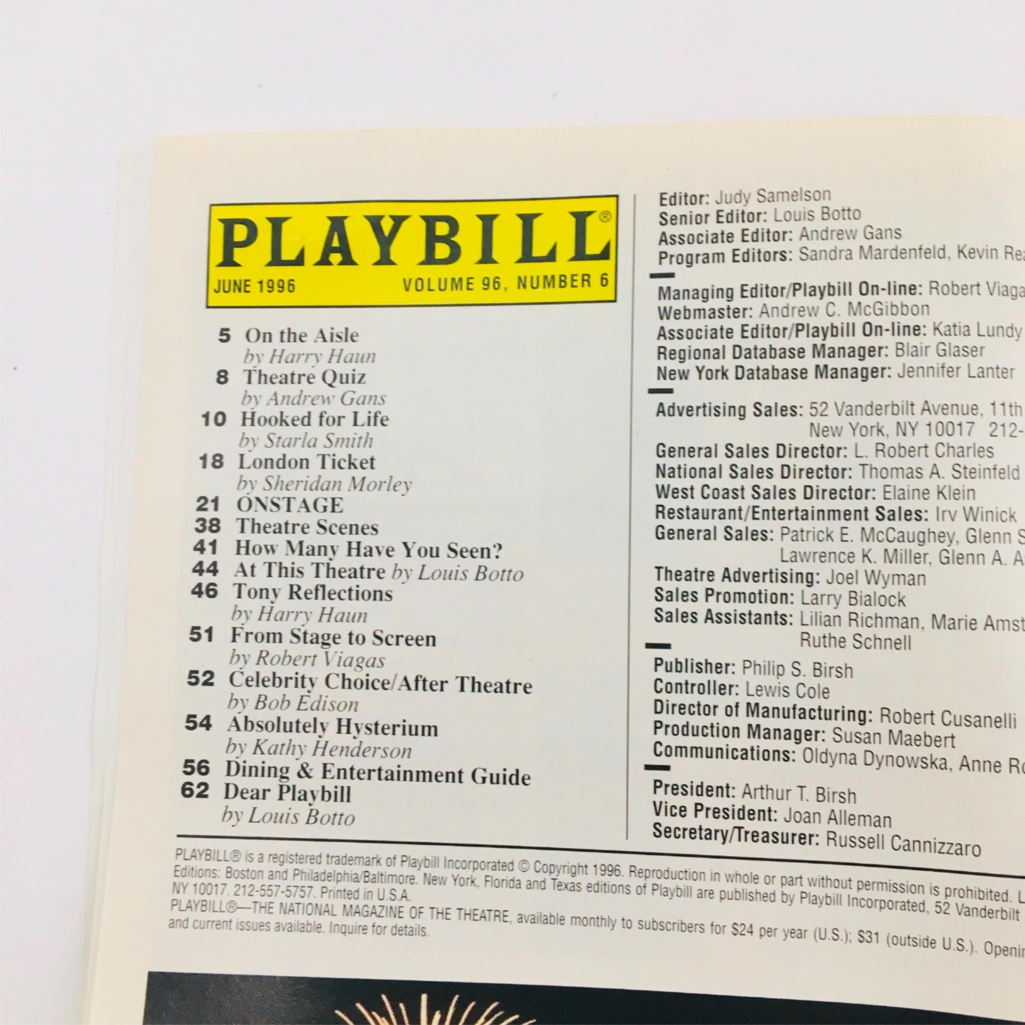 1996 Playbill Sunset Blvd. by James Nederlander at Minskoff Theatre