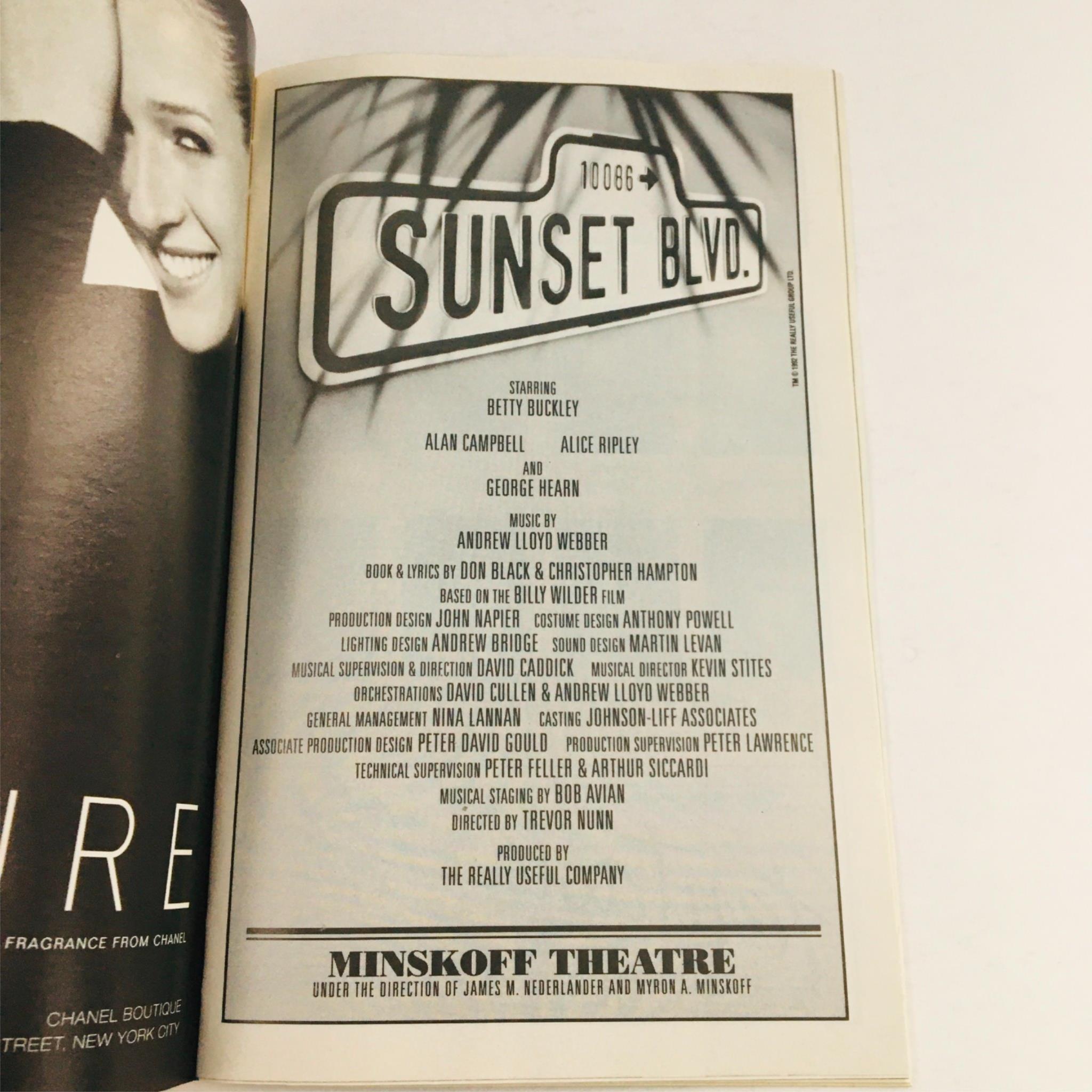 1996 Playbill Sunset Blvd. by James Nederlander at Minskoff Theatre