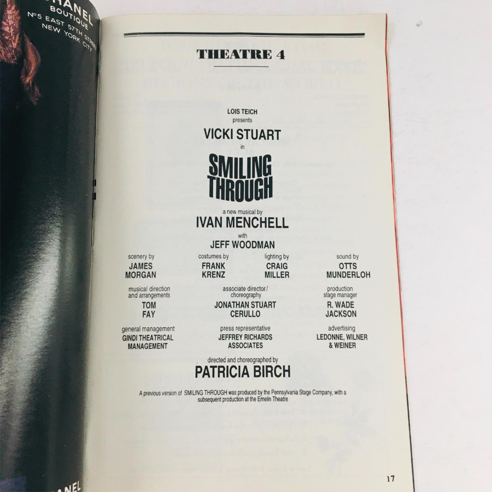 1994 Playbill Smiling Through by Patricia Birch, Ivan Menchell at Theatre 4