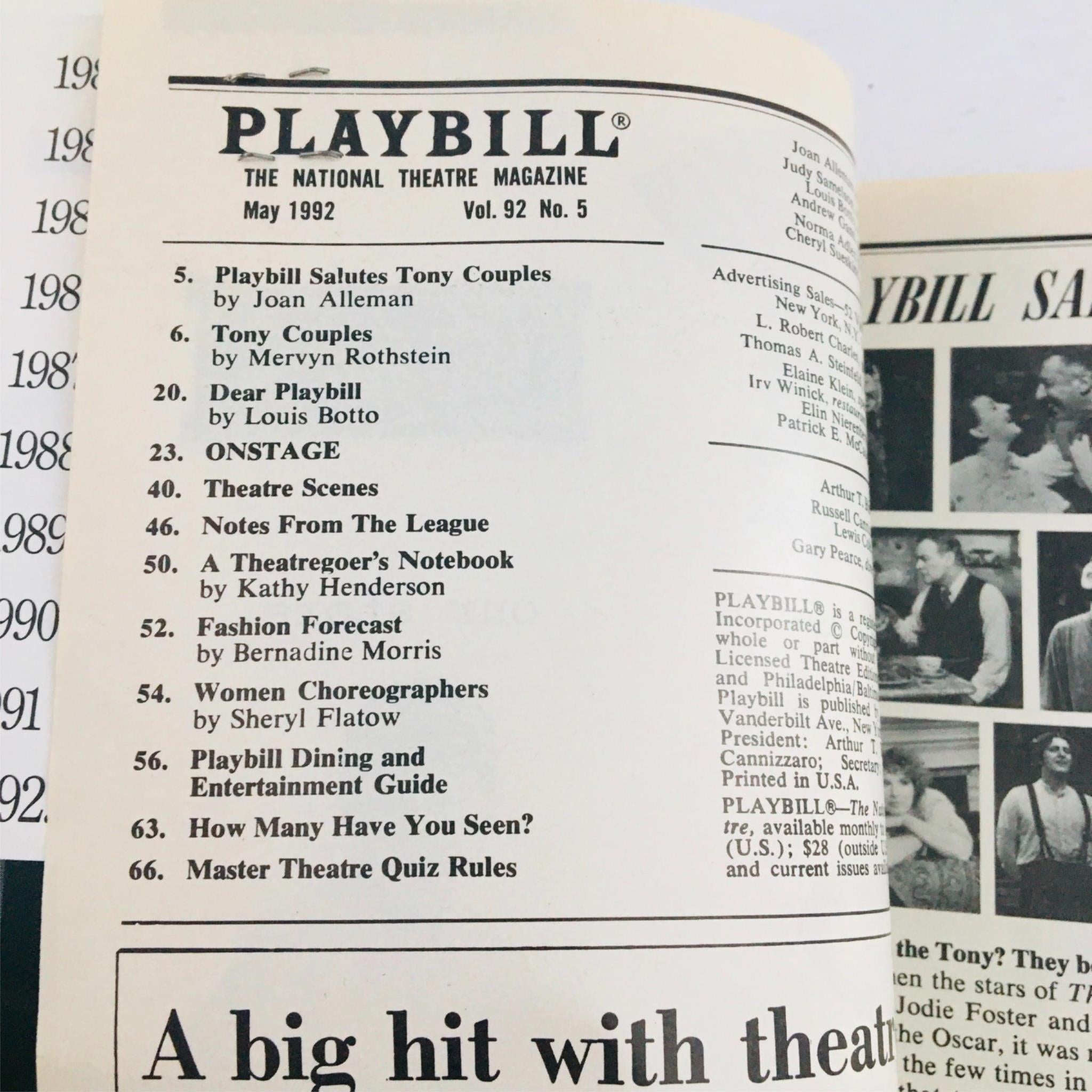 1992 Playbill The Most Happy Fella by Gerald Gutierrez at The Booth Theatre