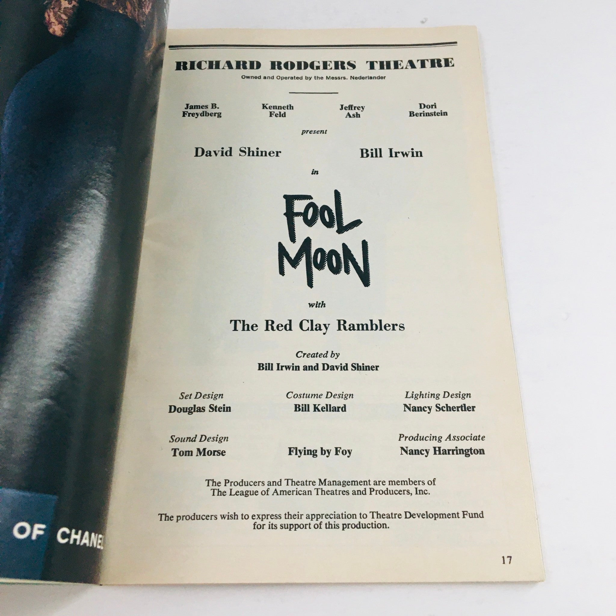 1993 Playbill Fool Moon by Bill Irwin, David Shiner at Richard Rodgers Theatre