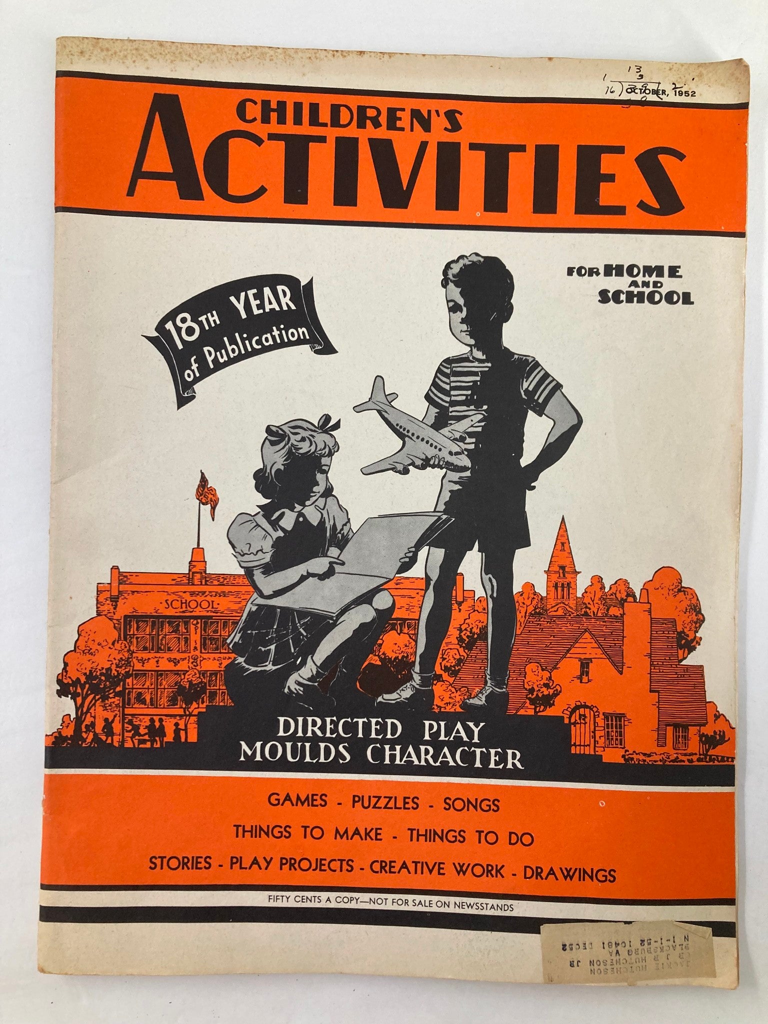 VTG Children's Activities Magazine October 1952 Vol 18 #8 Moulds Character