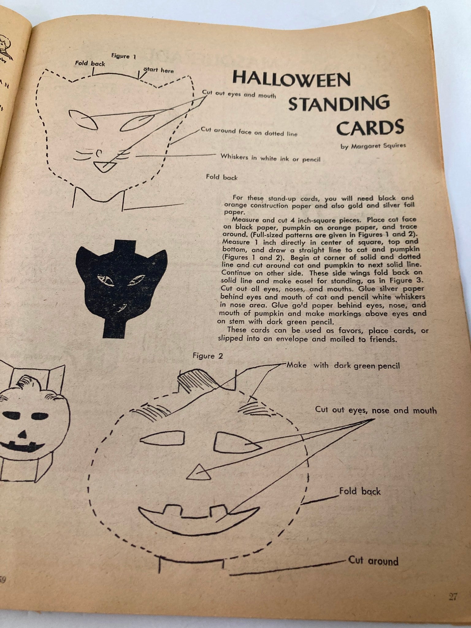 VTG Children's Activities Magazine October 1959 A Funny Pumpkin Man To Make