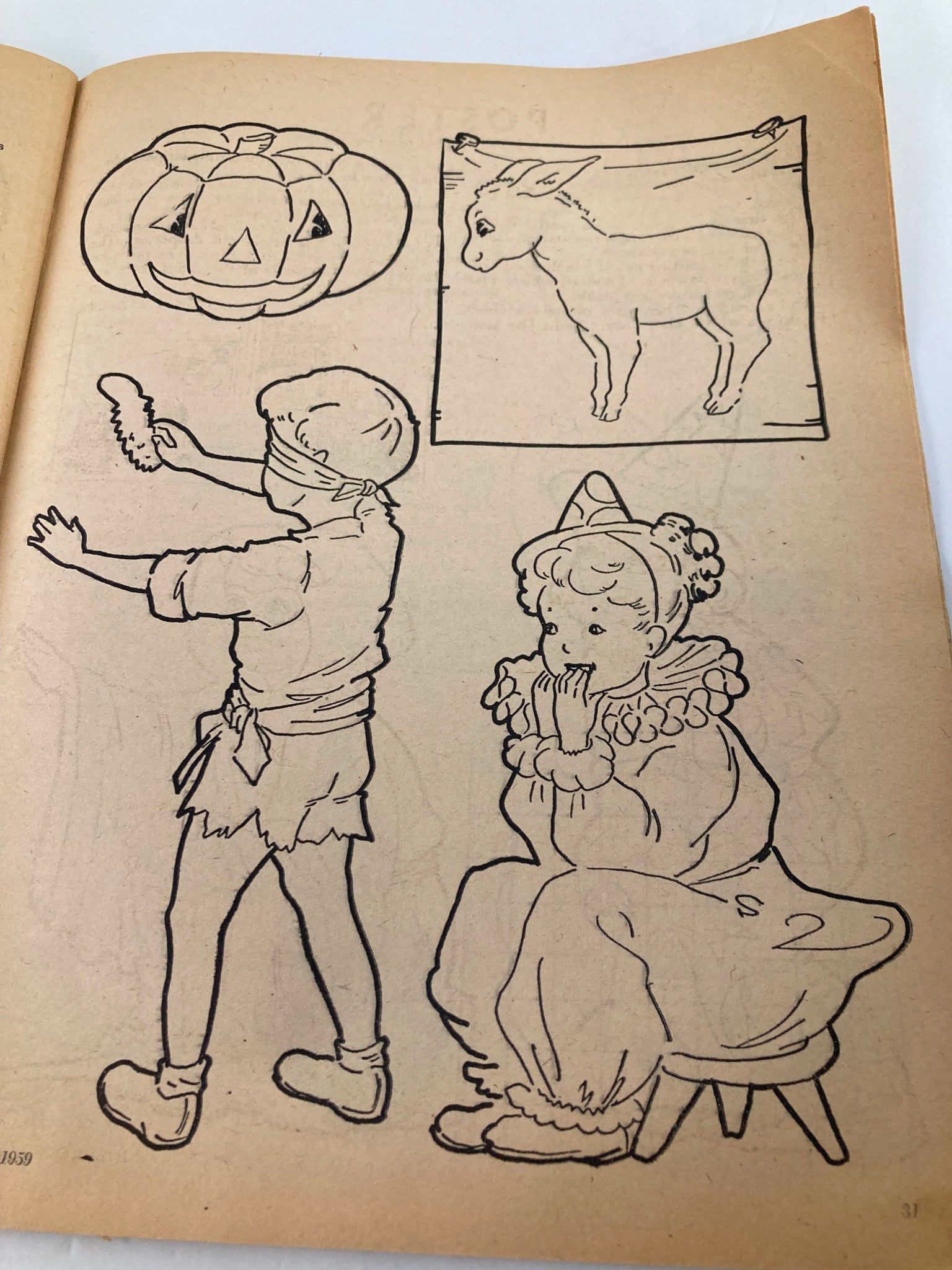 VTG Children's Activities Magazine October 1959 A Funny Pumpkin Man To Make