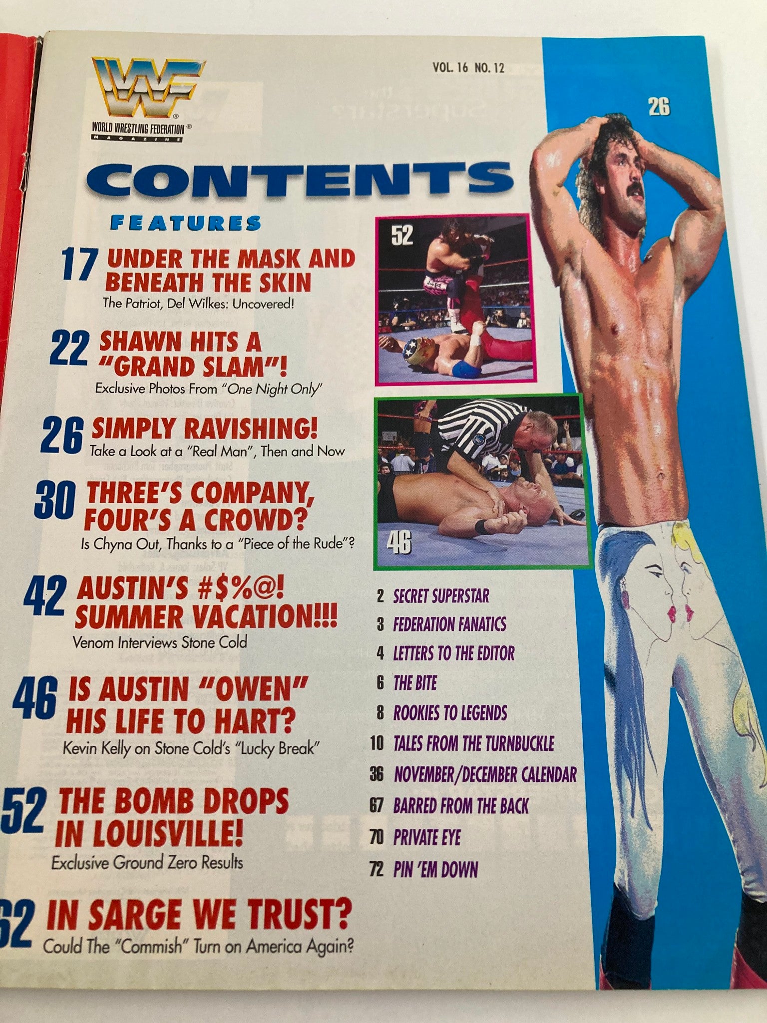 WWE Magazine December 1997 Steve Austin, Owen Heart and Shawn Michaels