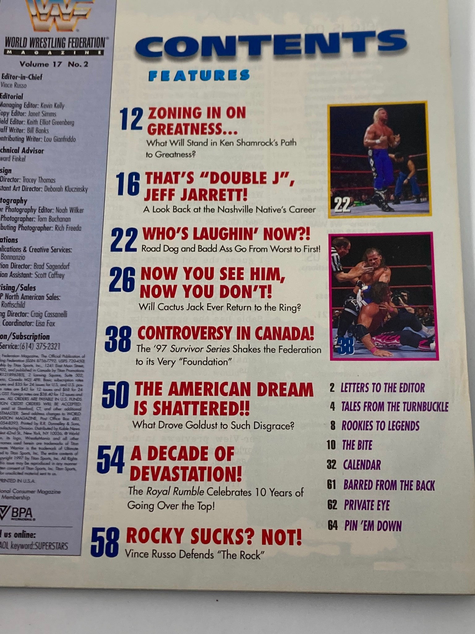 WWF Magazine Vol 17 #2 February 1998 Cactus Jack Manson Royal Rumble