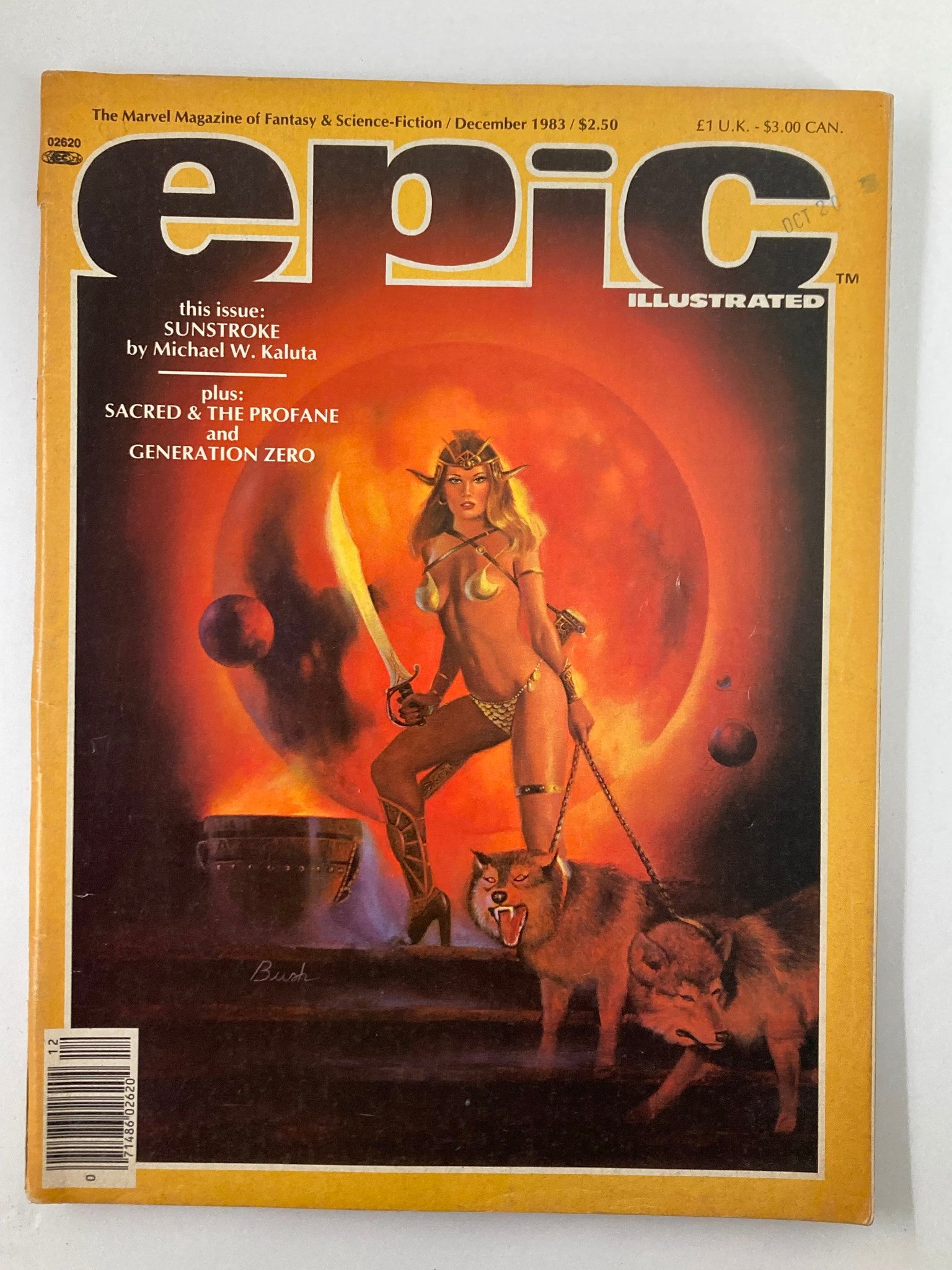 Cover of Epic Illustrated Magazine December 1983 Vol 1 #21 featuring the story 'Sunstroke' by Michael W. Kaluta, showcasing stunning artwork and vibrant colors.