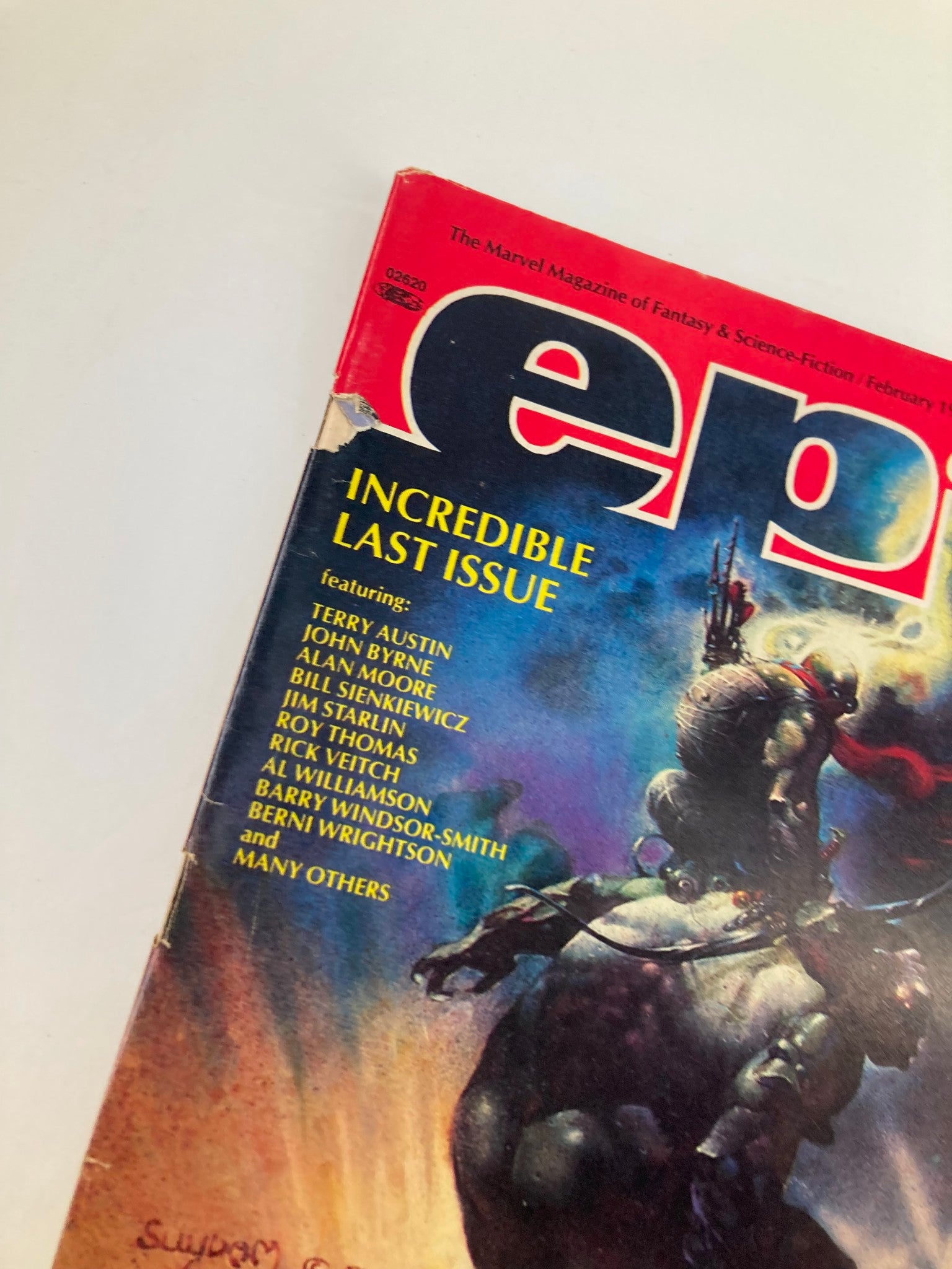 Cover of VTG Epic Illustrated Magazine February 1986 titled 'Return of Cholly & Flytrap', showcasing vibrant artwork and notable contributors' names on an eye-catching background.