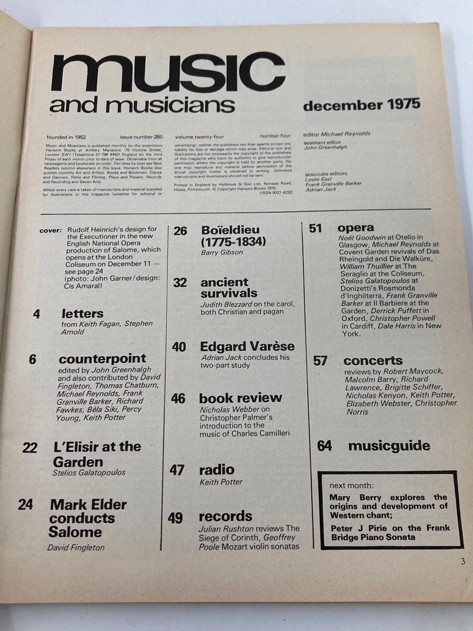 VTG Music & Musicians Magazine December 1975 Salone at London Coliseum No Label