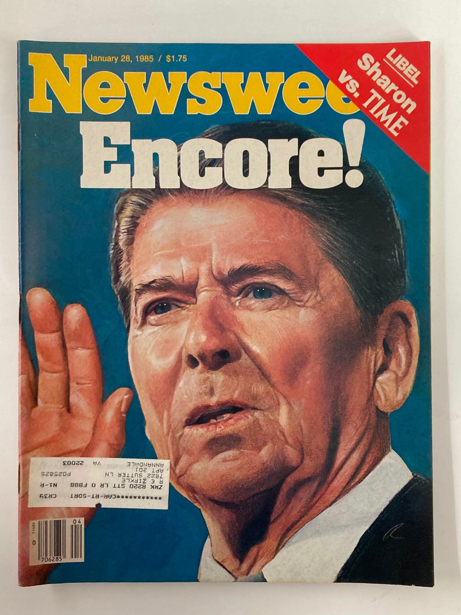 VTG Newsweek Magazine January 28 1985 Ronald Reagan Encore & Sharon vs Time