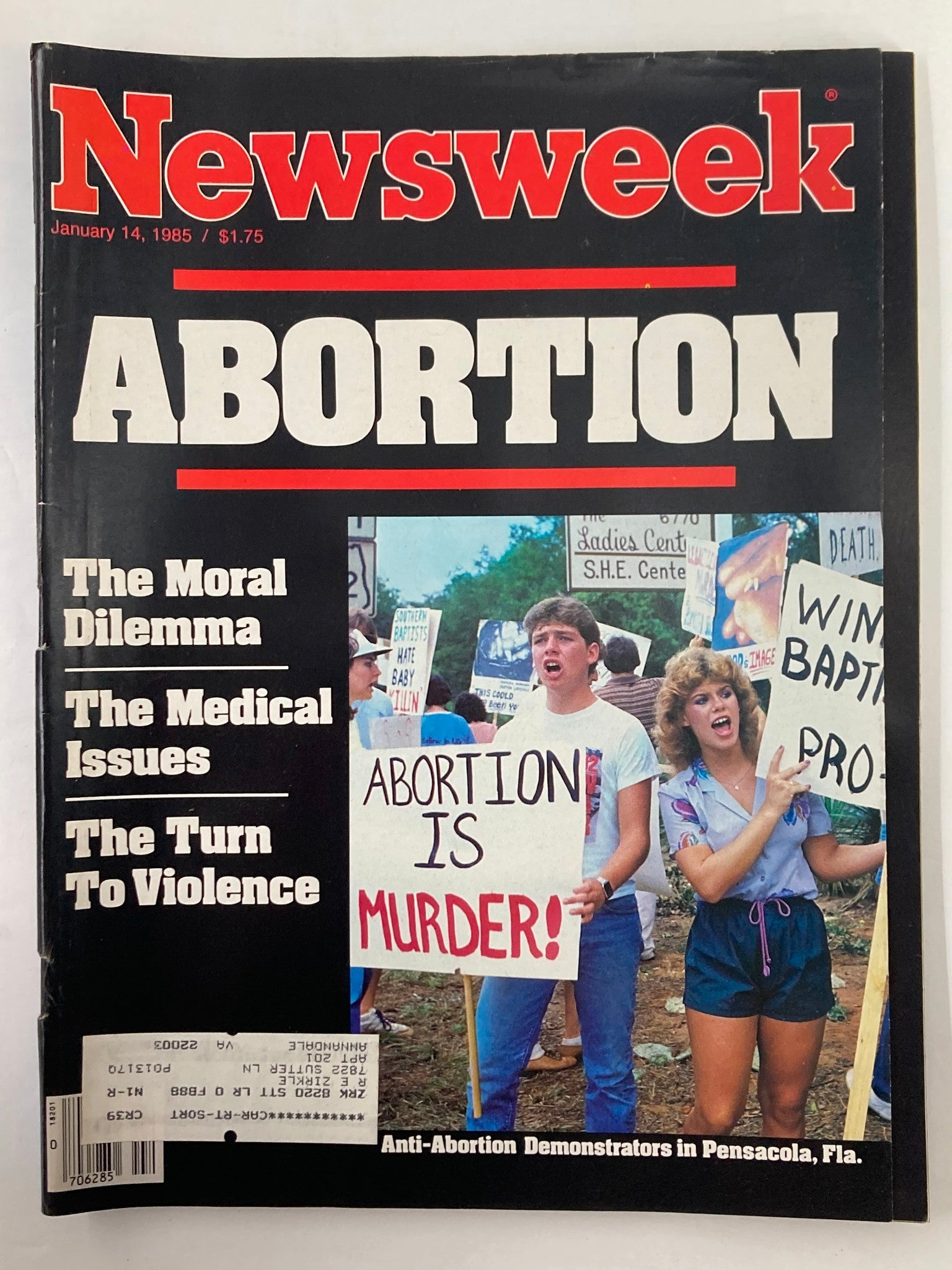 VTG Newsweek Magazine January 14 1985 Anti-Abortion Demonstrators in Pensacola