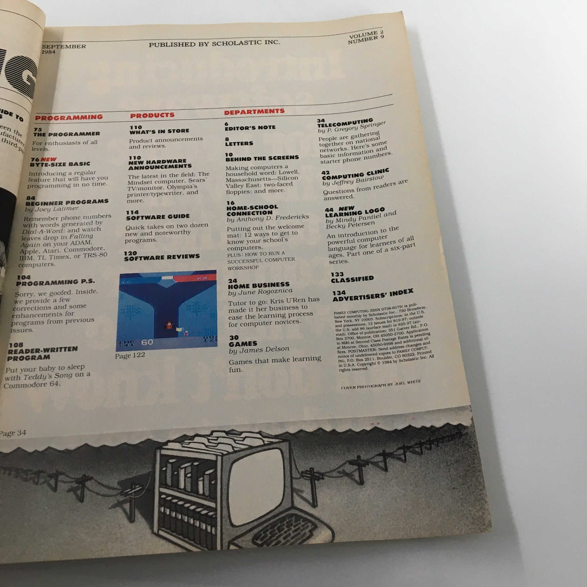 Another page from the VTG Family Computing Magazine September 1984, highlighting programming sections and products relevant to family computing trends in the mid-1980s.