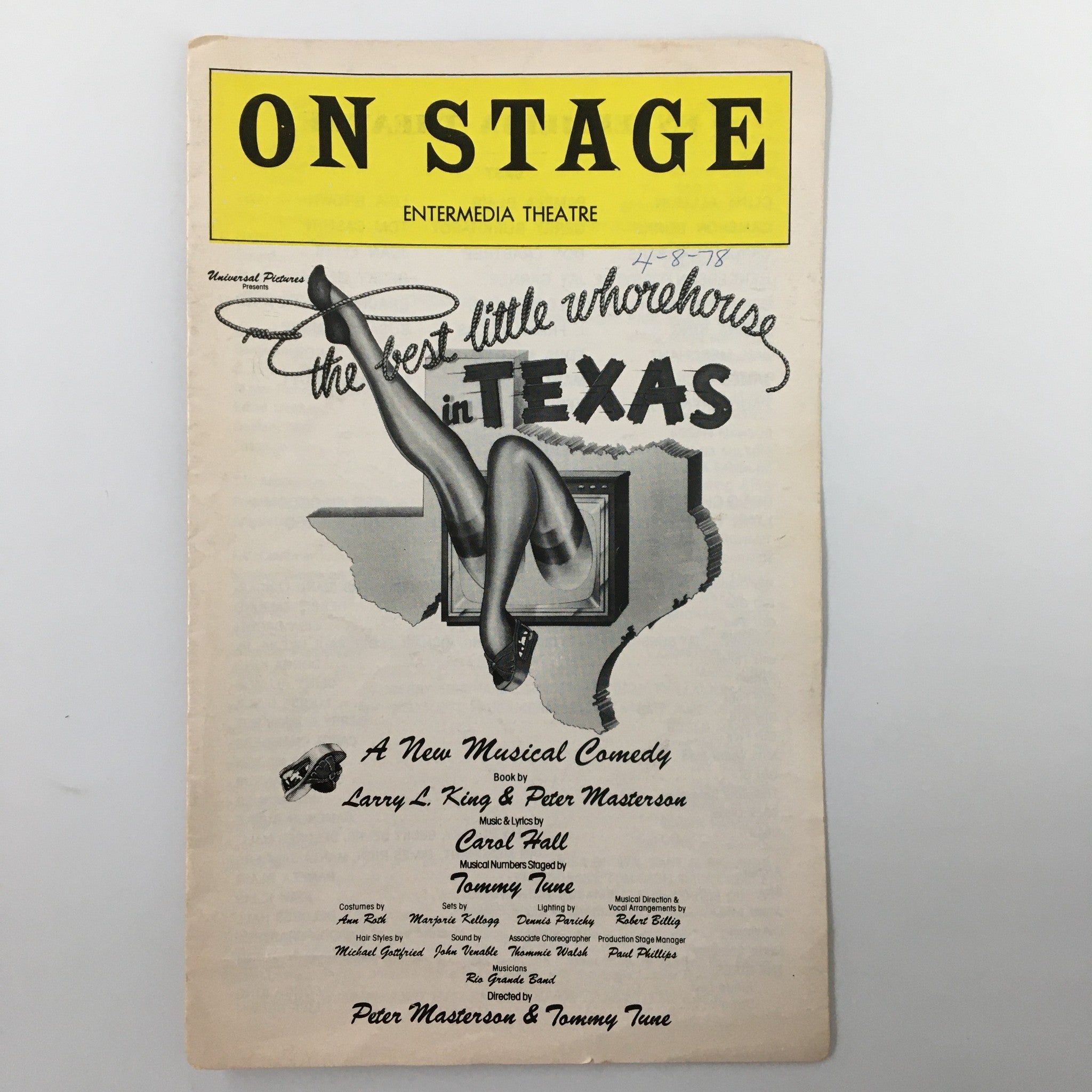 1978 On Stage Entermedia Theatre The Best Little Whorehouse in Texas