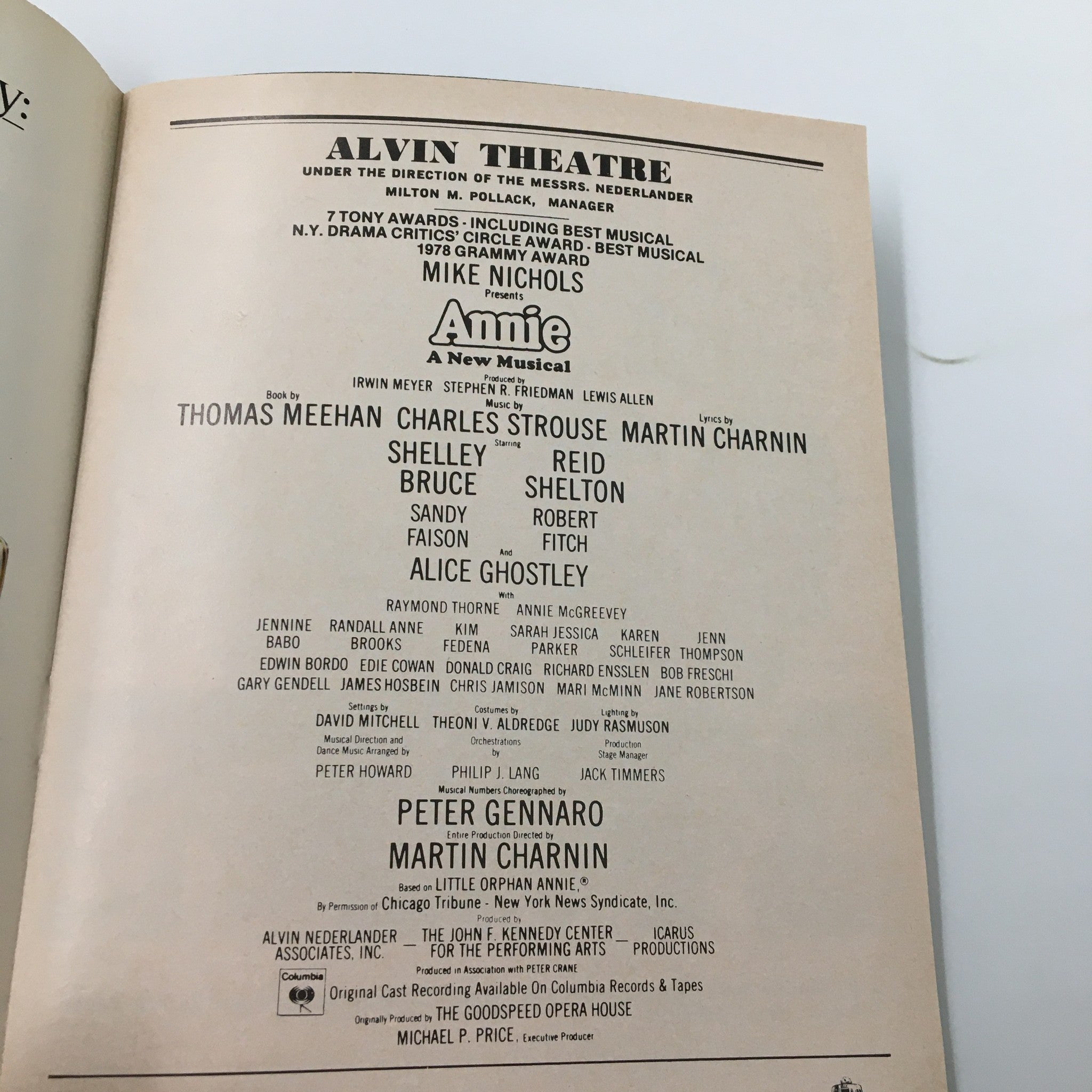 1978 Playbill Alvin Theatre Annie A New Musical by Martin Charnin