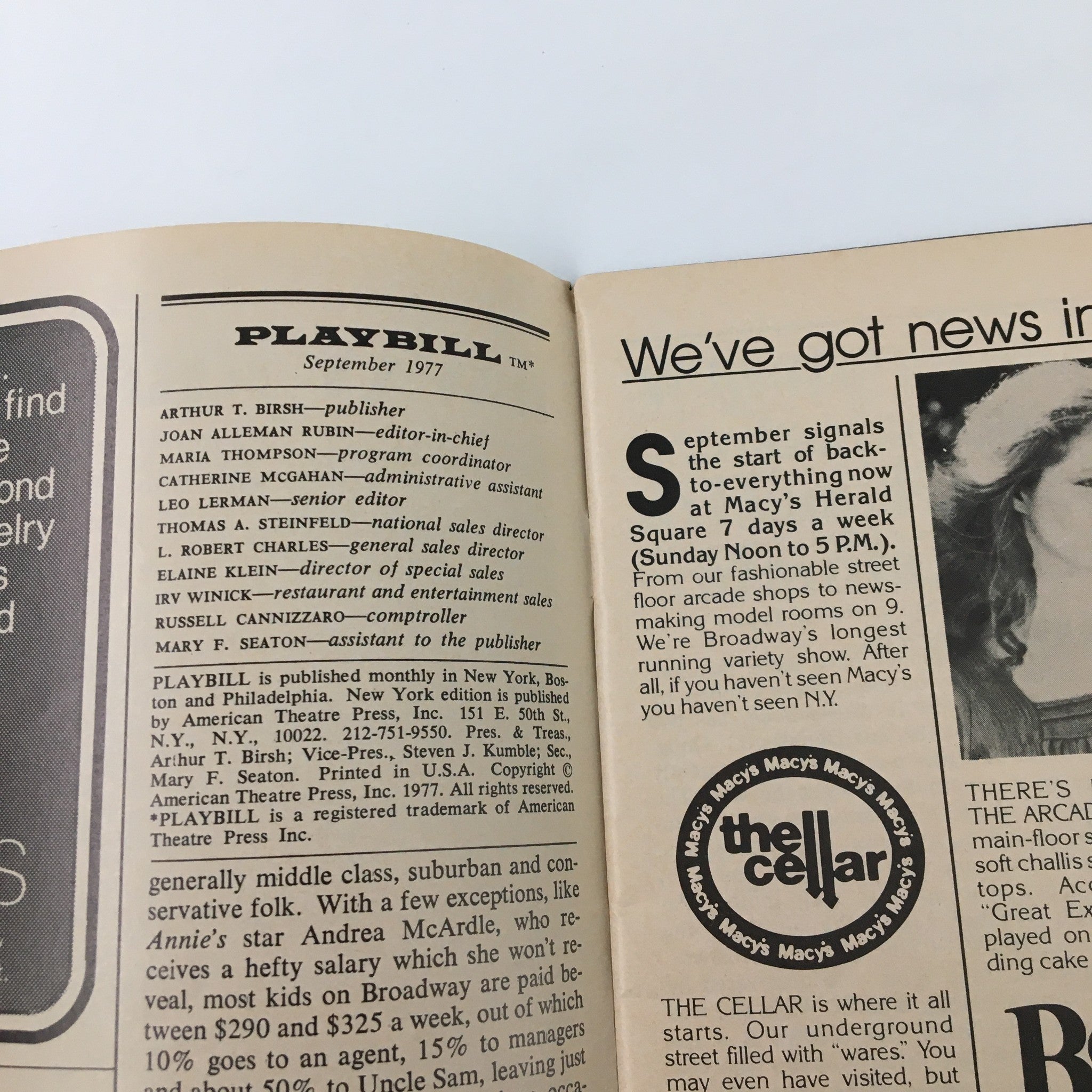 1977 Playbill Anta Theatre Bubbling Brown Sugar by Robert M. Cooper