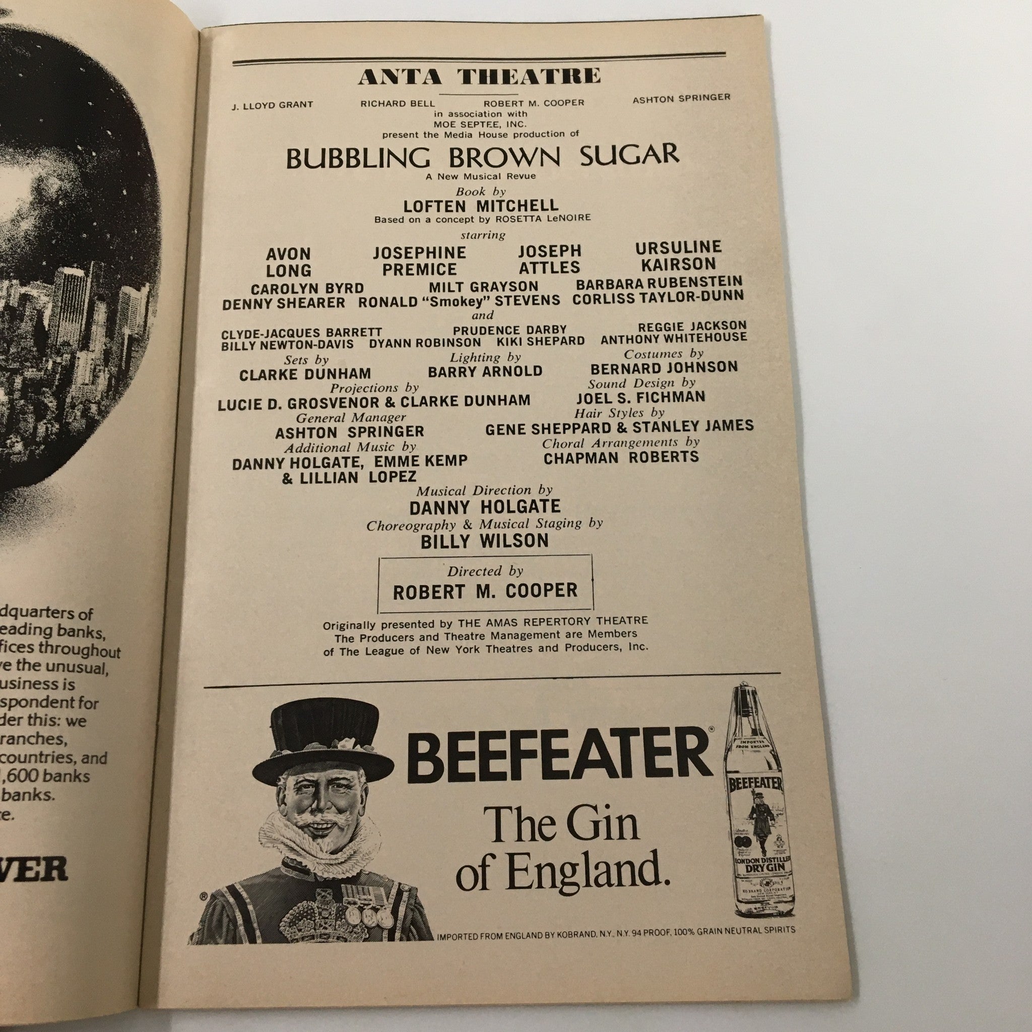 1977 Playbill Anta Theatre Bubbling Brown Sugar by Robert M. Cooper