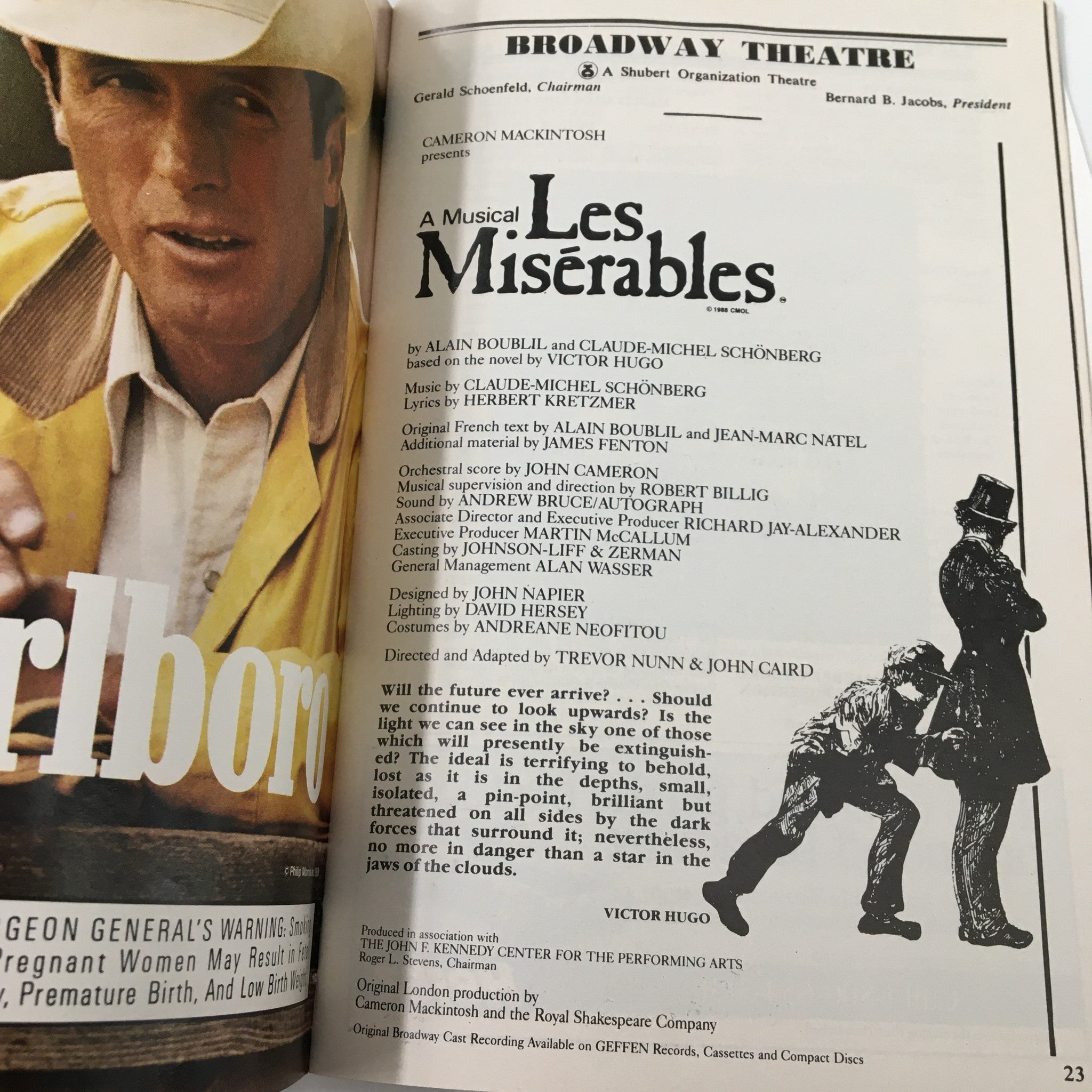 1989 Playbill Broadway Theatre A Musical Les Mesirables by John Caird