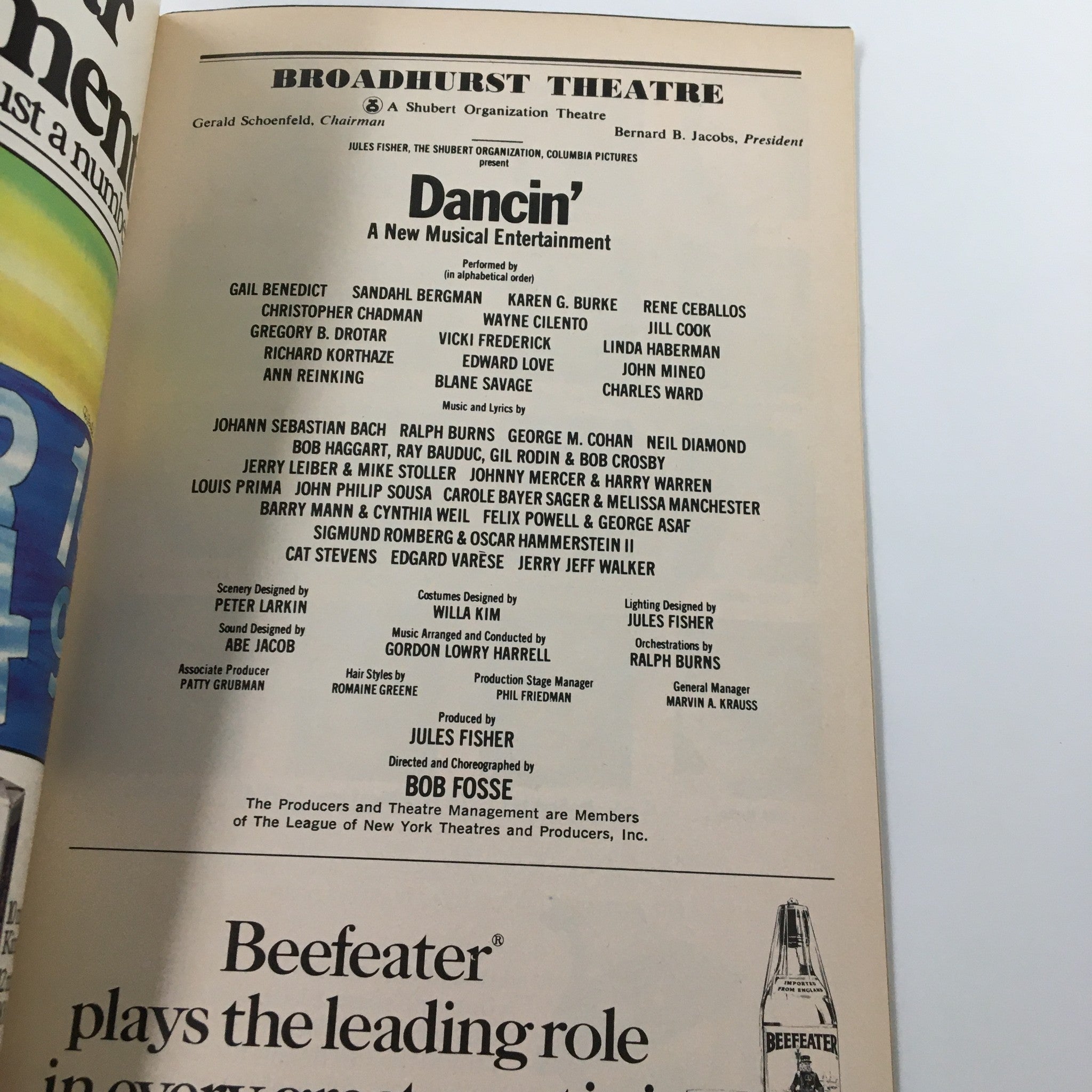 1978 Playbill Broadhurst Theatre Dancin' A Musical Entertainment by Bob Fosse