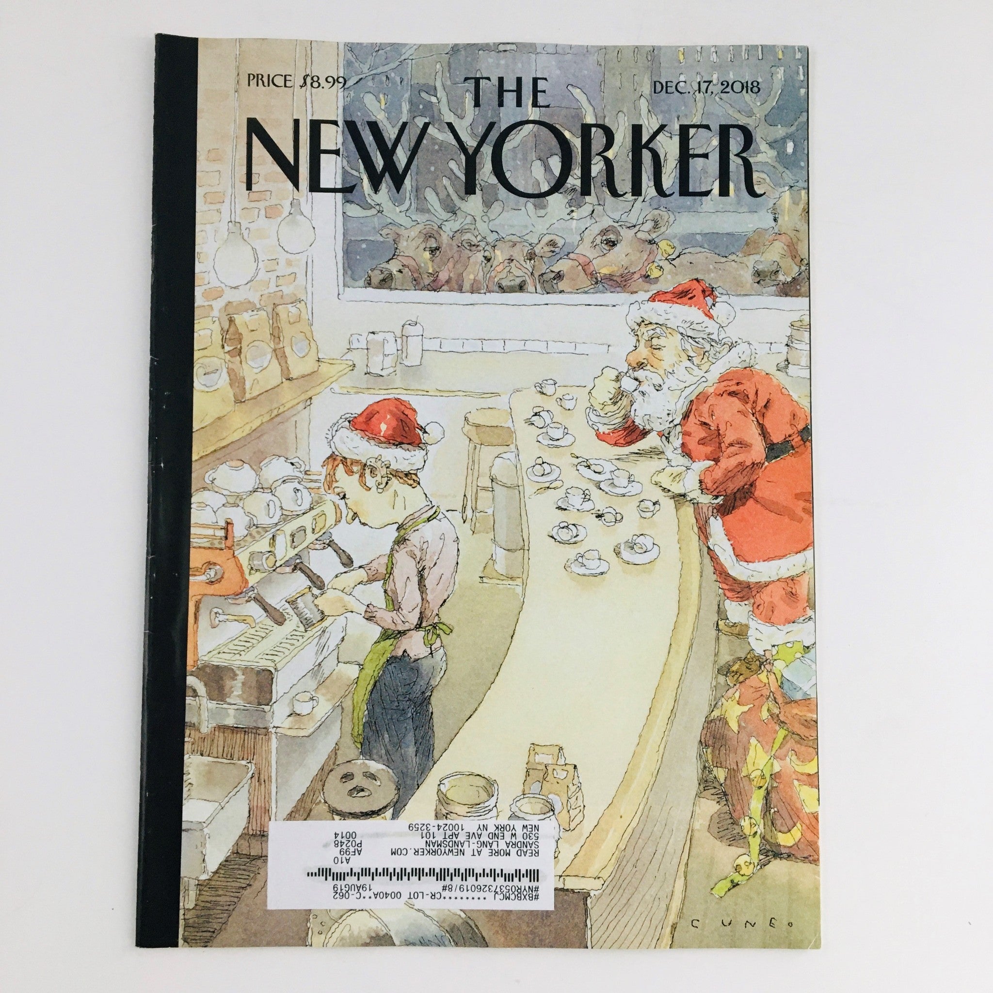 The New Yorker December 17 2018 Full Magazine Theme Cover by John Cuneo VG