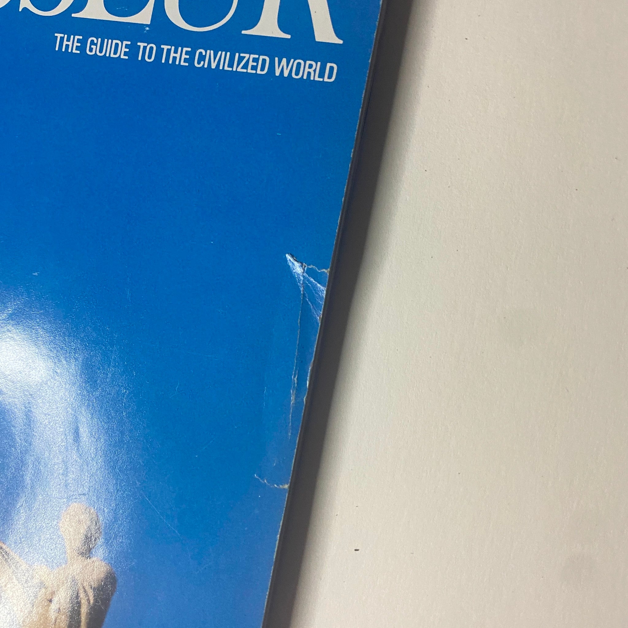 Side view of Connoisseur Magazine May 1989, showcasing the title and subtitle 'The Guide to the Civilized World'.