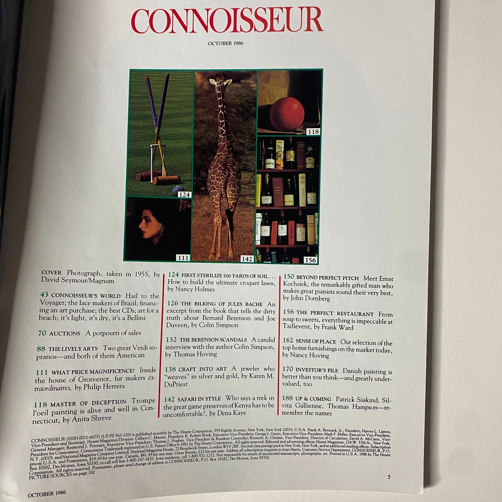 Connoisseur Magazine October 1986 The Berenson Scandals No Label