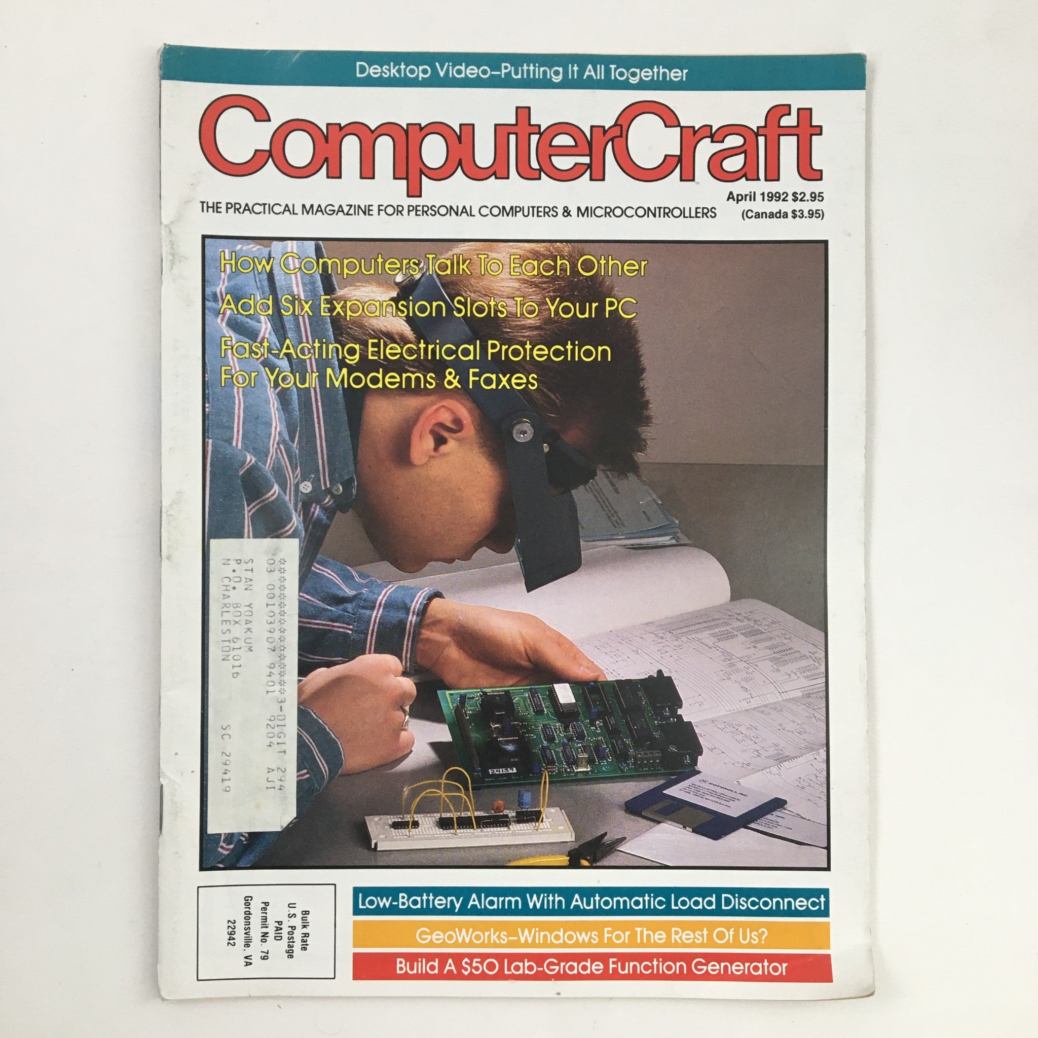 Computer Craft Magazine April 1992 Low-Battery Alarm Automatic Load Disconnect