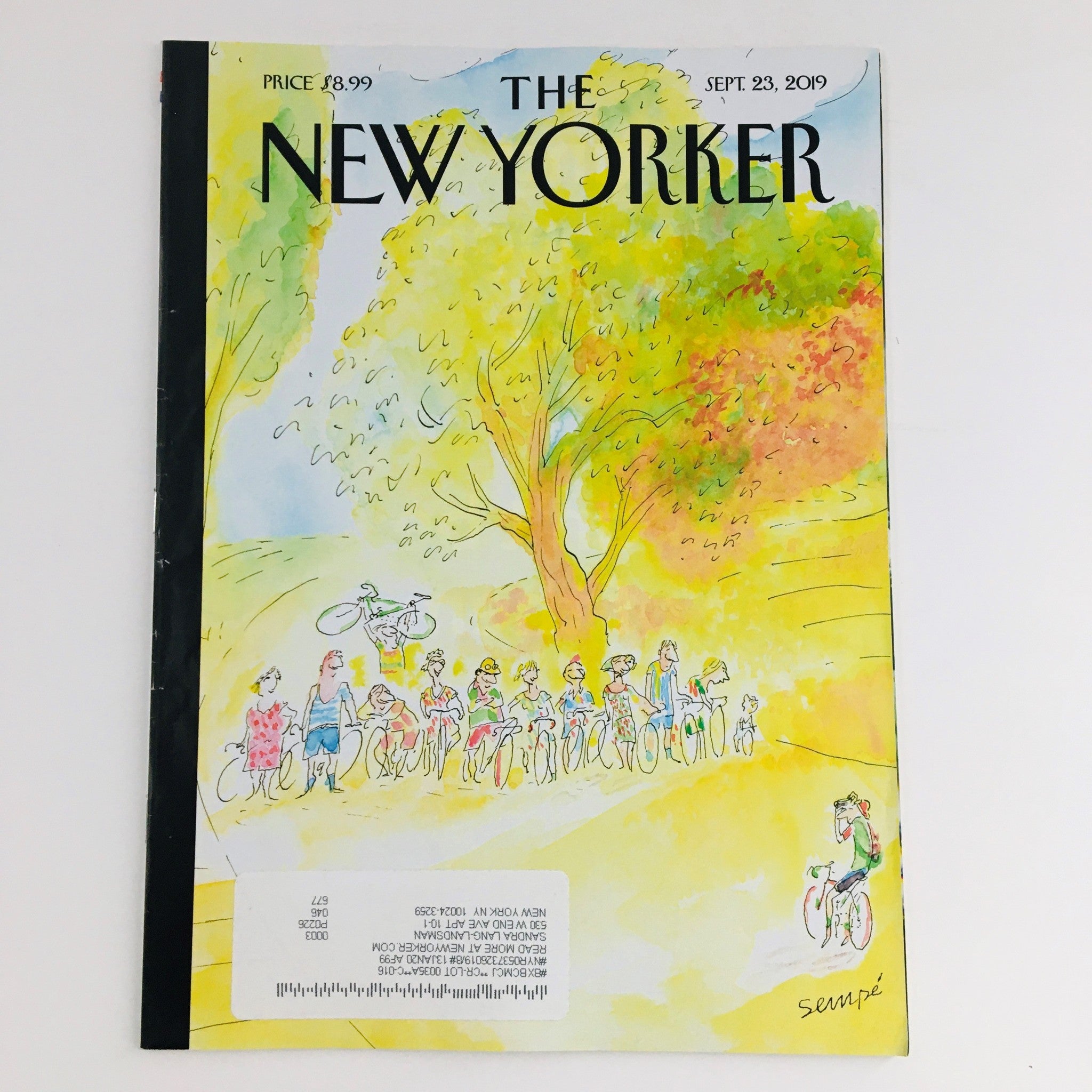 The New Yorker September 23 2019 Full Magazine Theme Cover Jean-Jacques Sempé VG