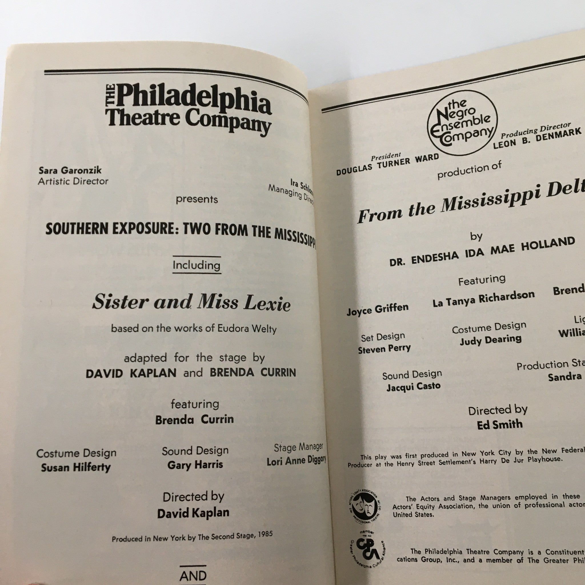 1988 Playbill Philadelphia Theatre Company Sister and Miss Lexie by David Kaplan