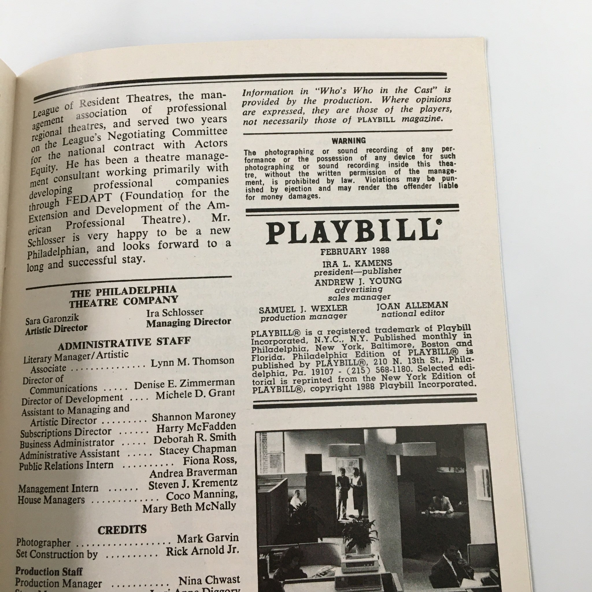 1988 Playbill Philadelphia Theatre Company Sister and Miss Lexie by David Kaplan