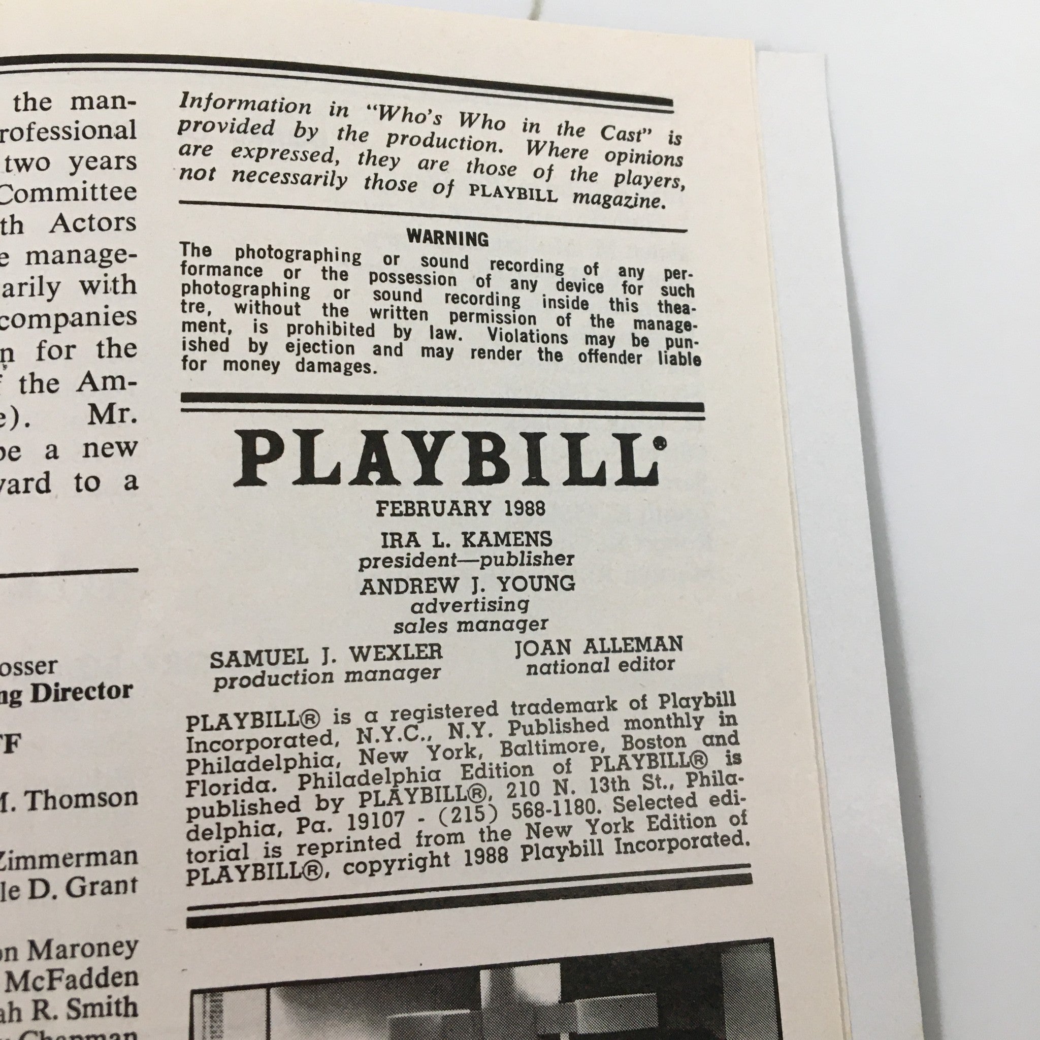 1988 Playbill Philadelphia Theatre Company From the Mississipi Delta by Ed Smith