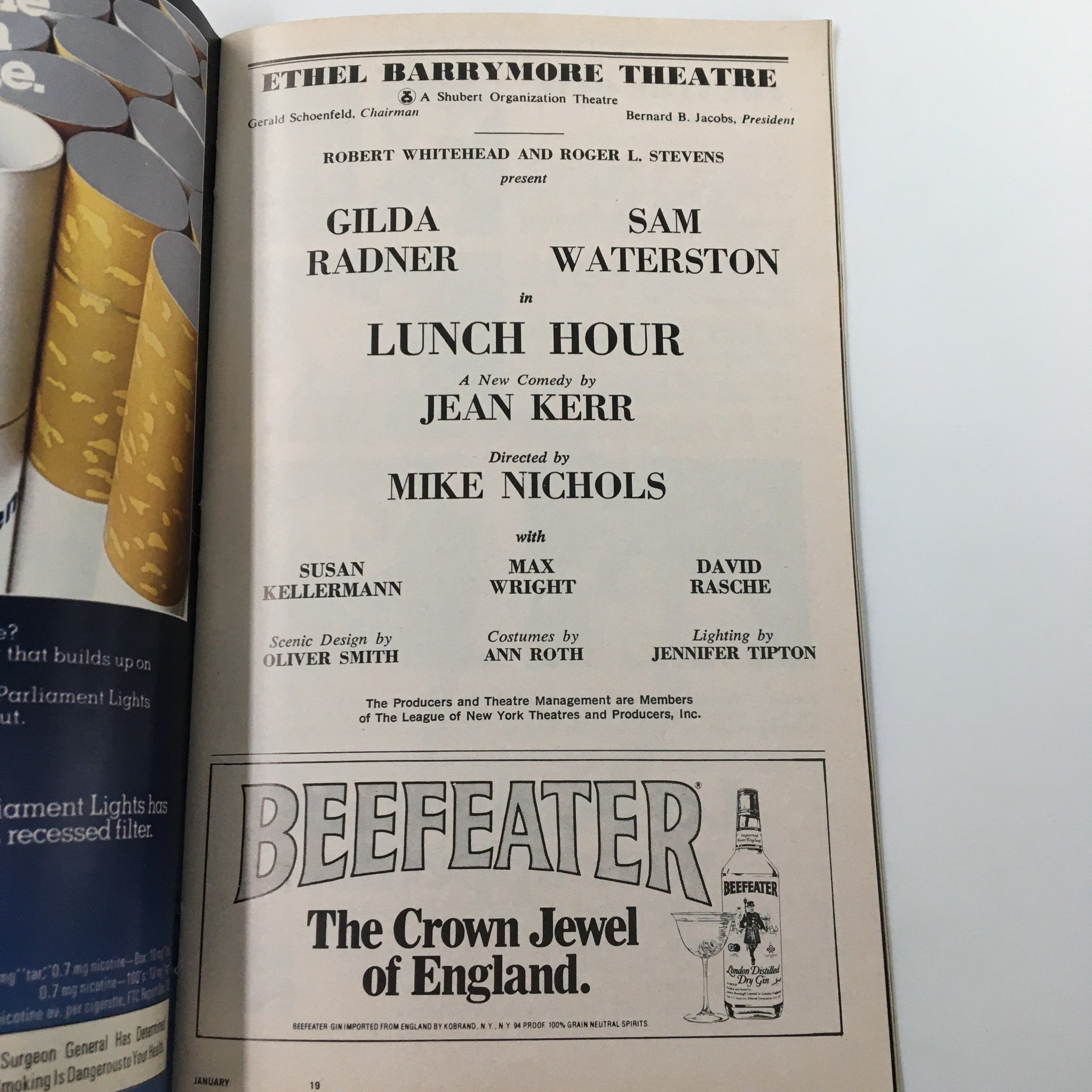 1981 Playbill Ethel Barrymore Theatre Lunch Hour A Comedy by Mike Nichols