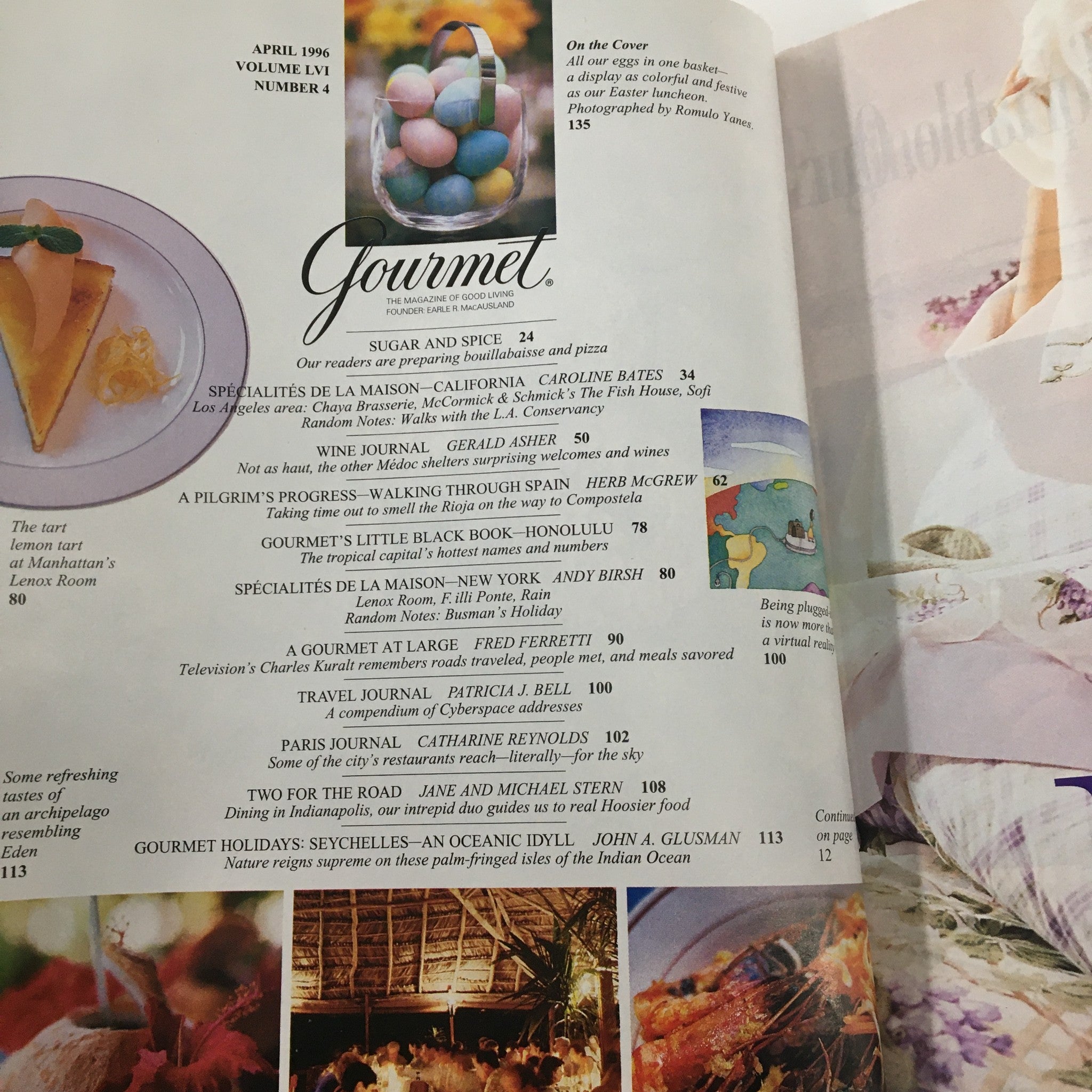 Gourmet Magazine April 1996 All Eggs in Basket for Easter Luncheon No Label