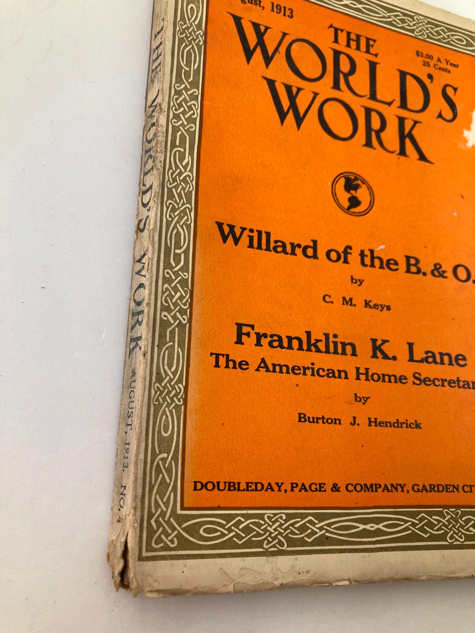 VTG The World's Work Magazine August 1913 Franklin K. Lane No Label