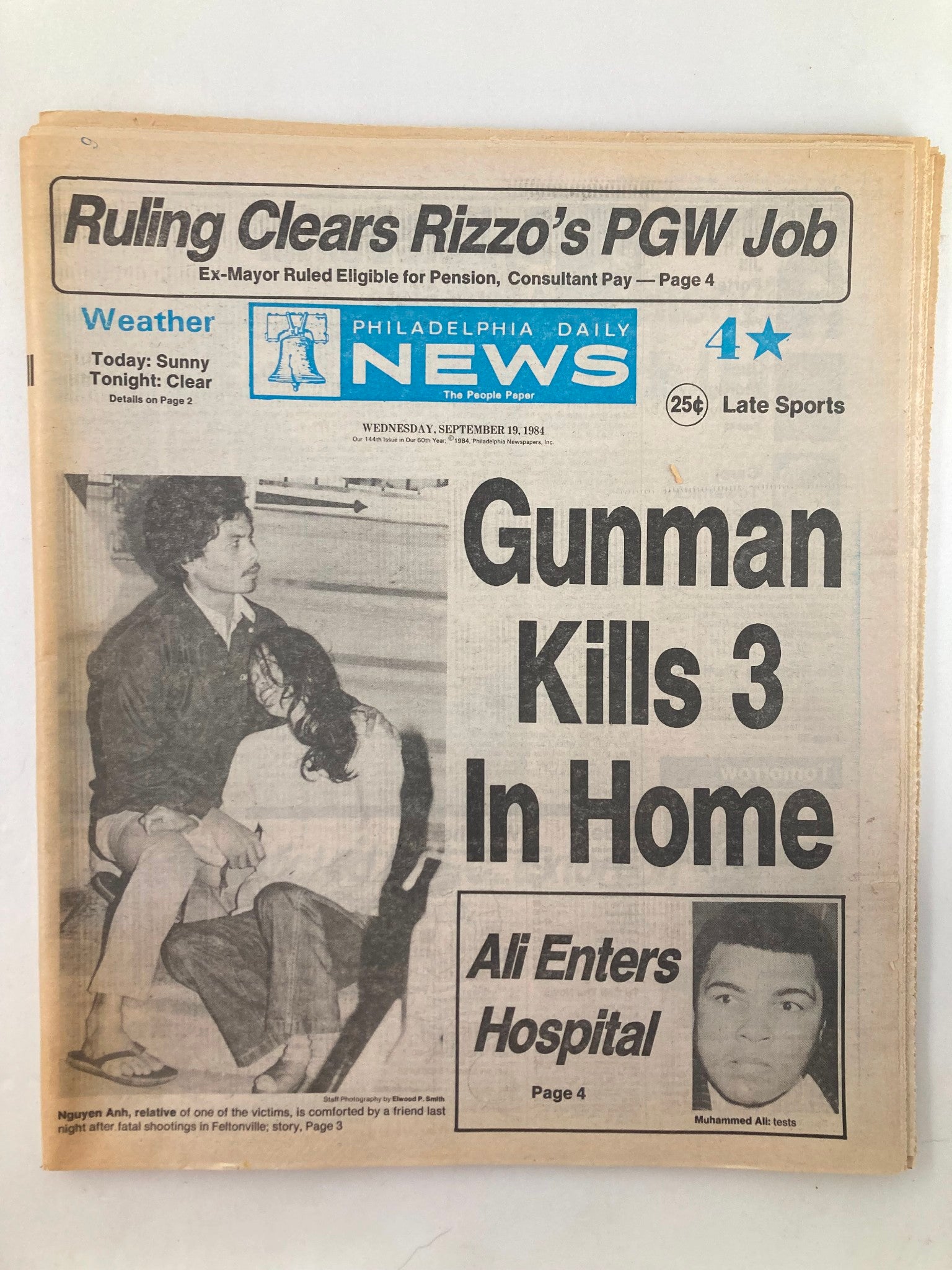 Philadelphia Daily News Tabloid September 19 1984 A Gunman Kills 3 In Home