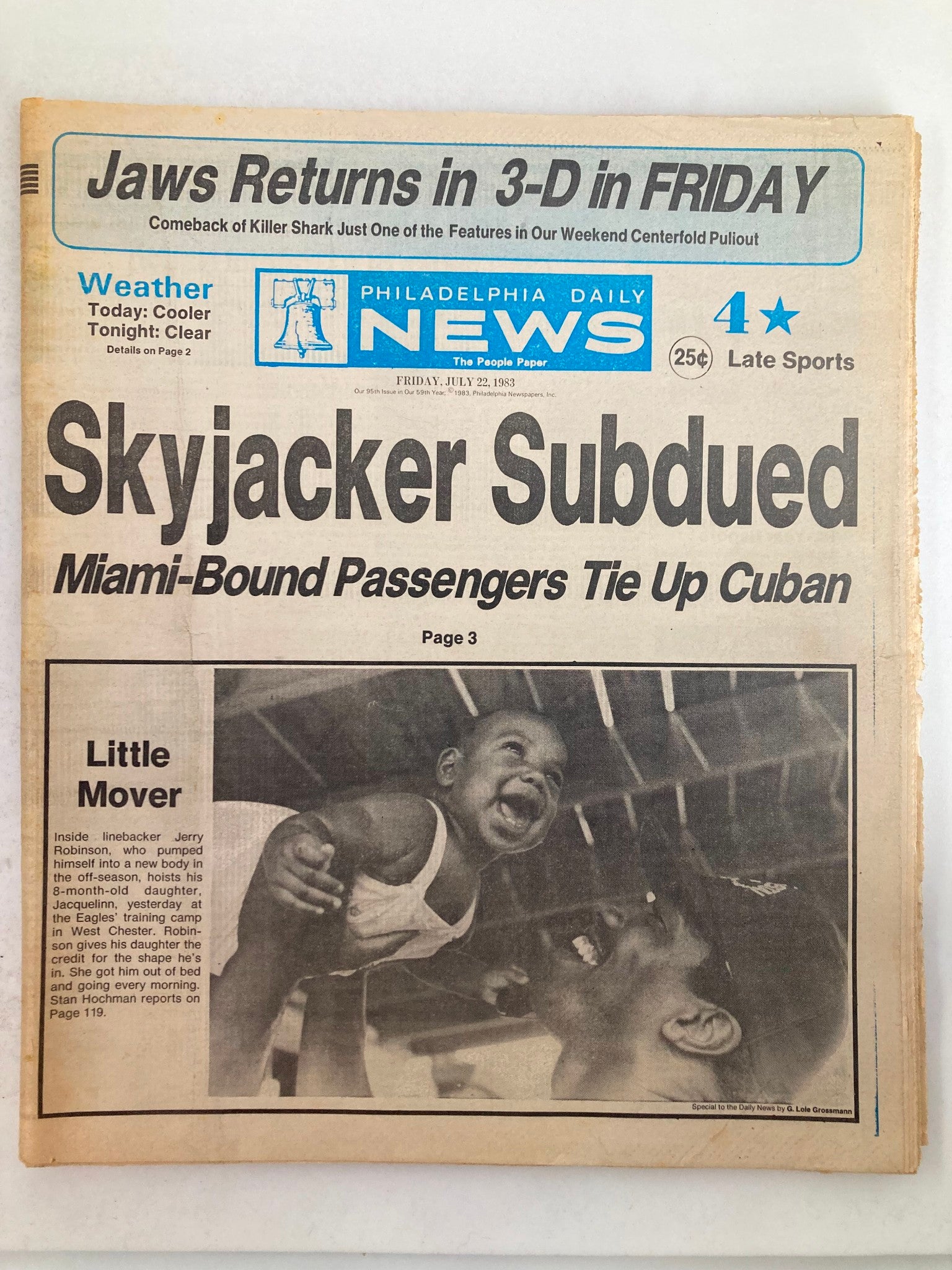 Philadelphia Daily News Tabloid July 22 1983 Skyjacker Subdued Tie Up Cuban