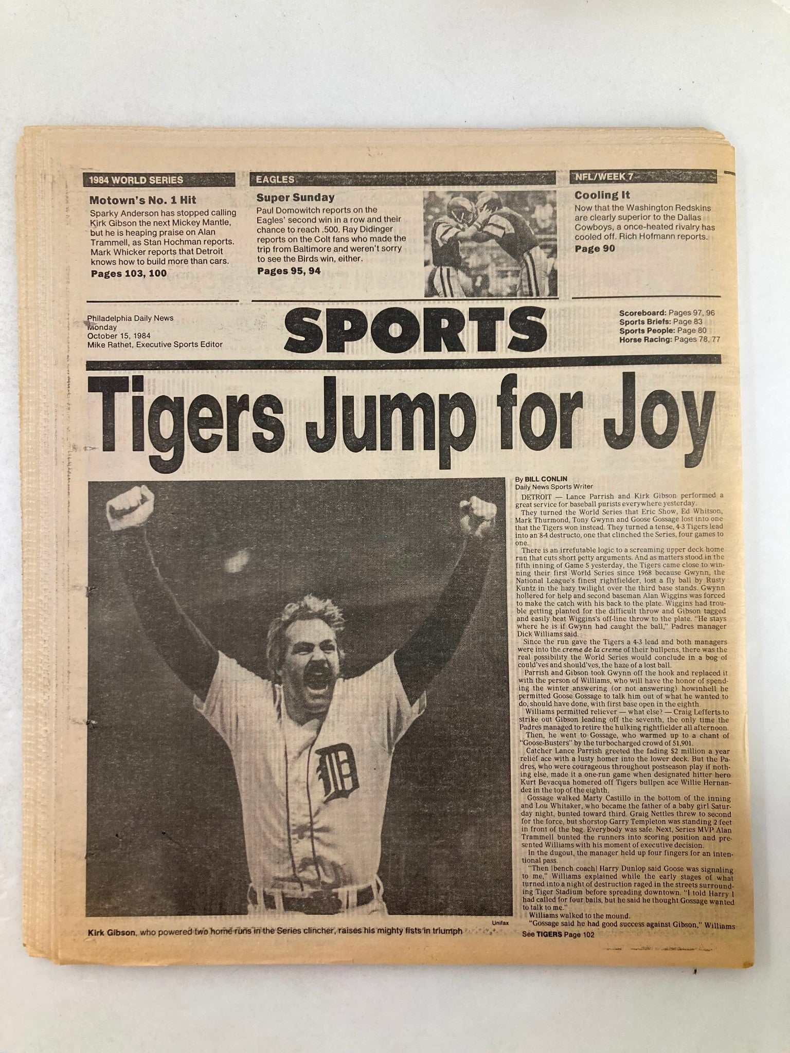 Philadelphia Daily News Tabloid October 15 1984 Tigers Celebrate Series Win Game