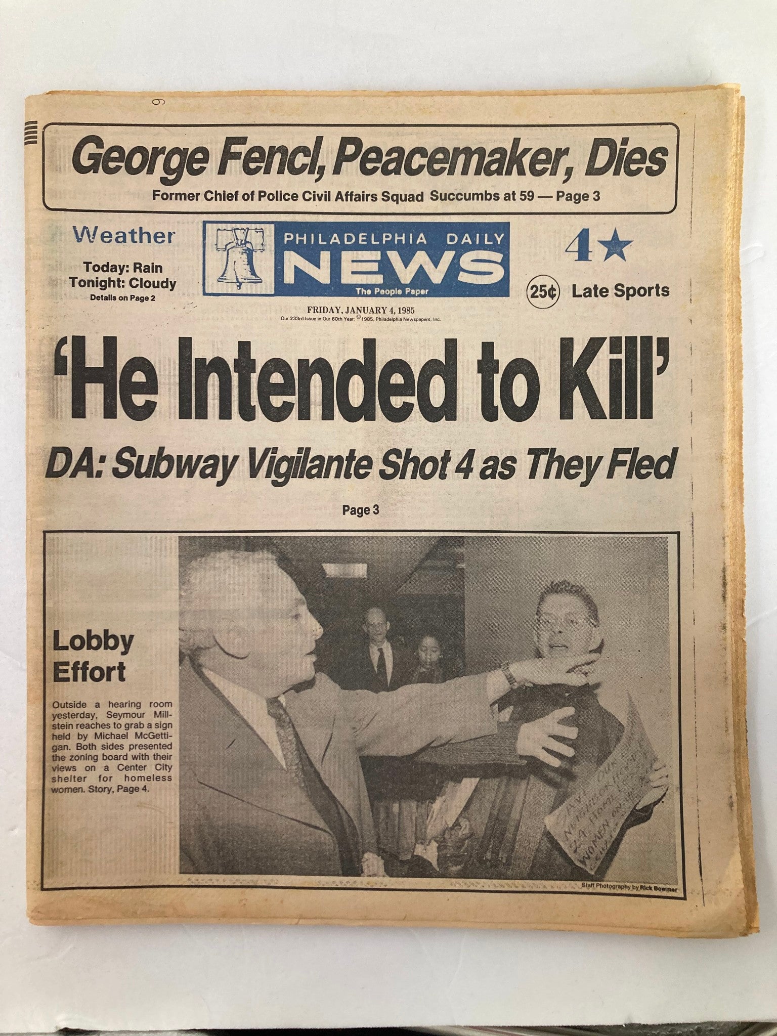 Philadelphia Daily News Tabloid January 4 1985 Seymour Millstein & McGettigan