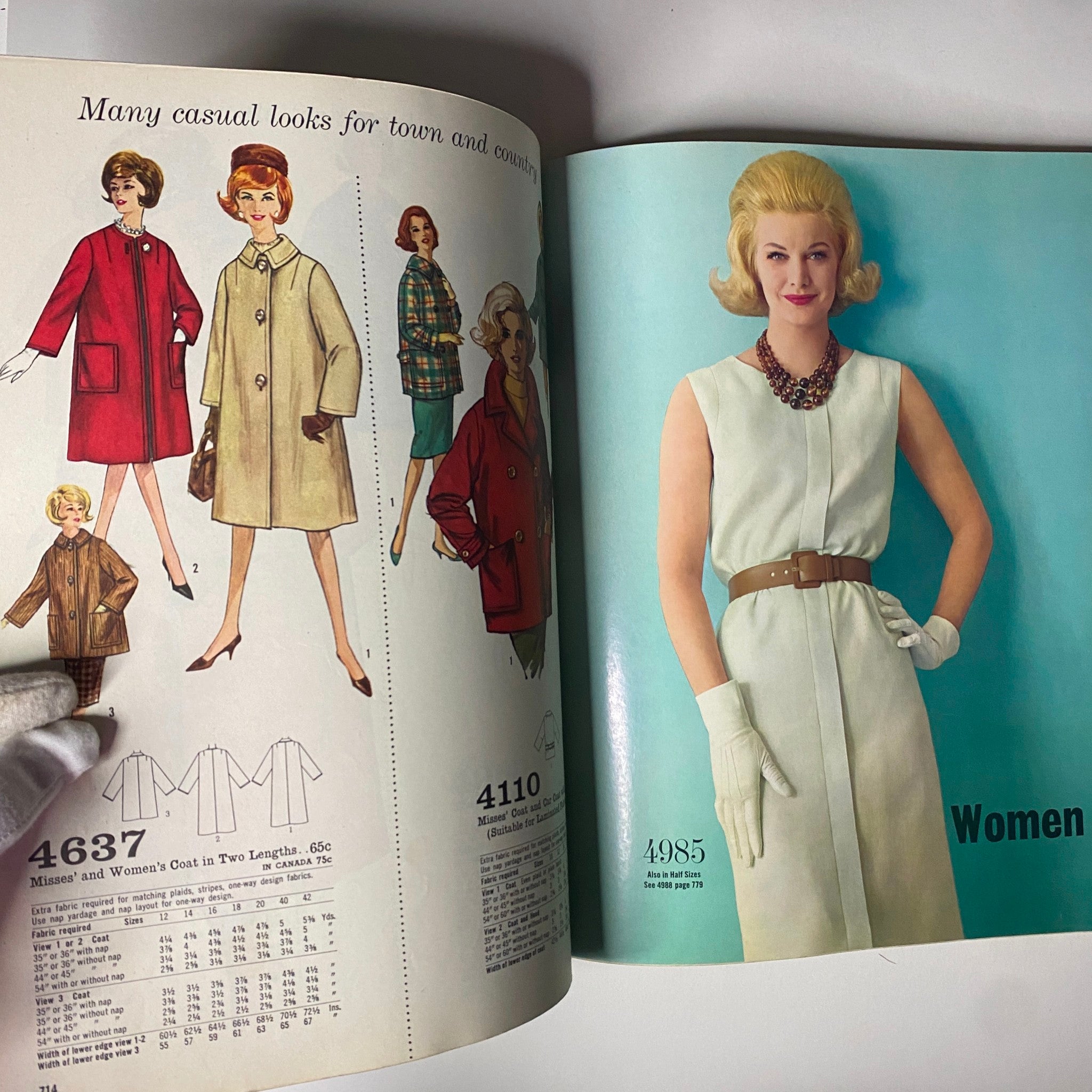 1963 July Simplicity Sew Giant Catalog showcasing various casual coat designs for women, including misses' and juniors' options. Perfect for vintage sewing enthusiasts.